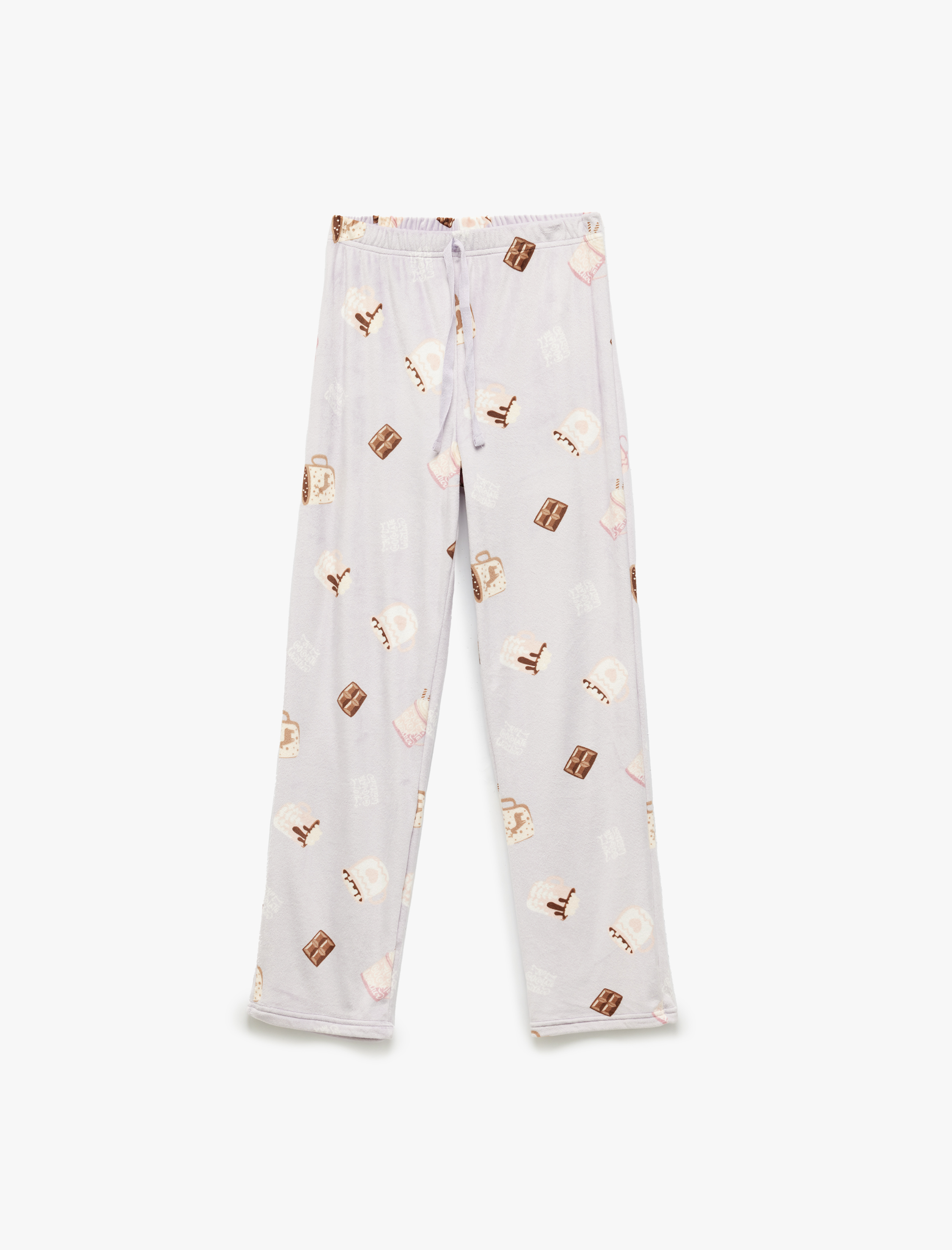   Uzun Kollu Baskılı Polar Kadife Pijama Takımı