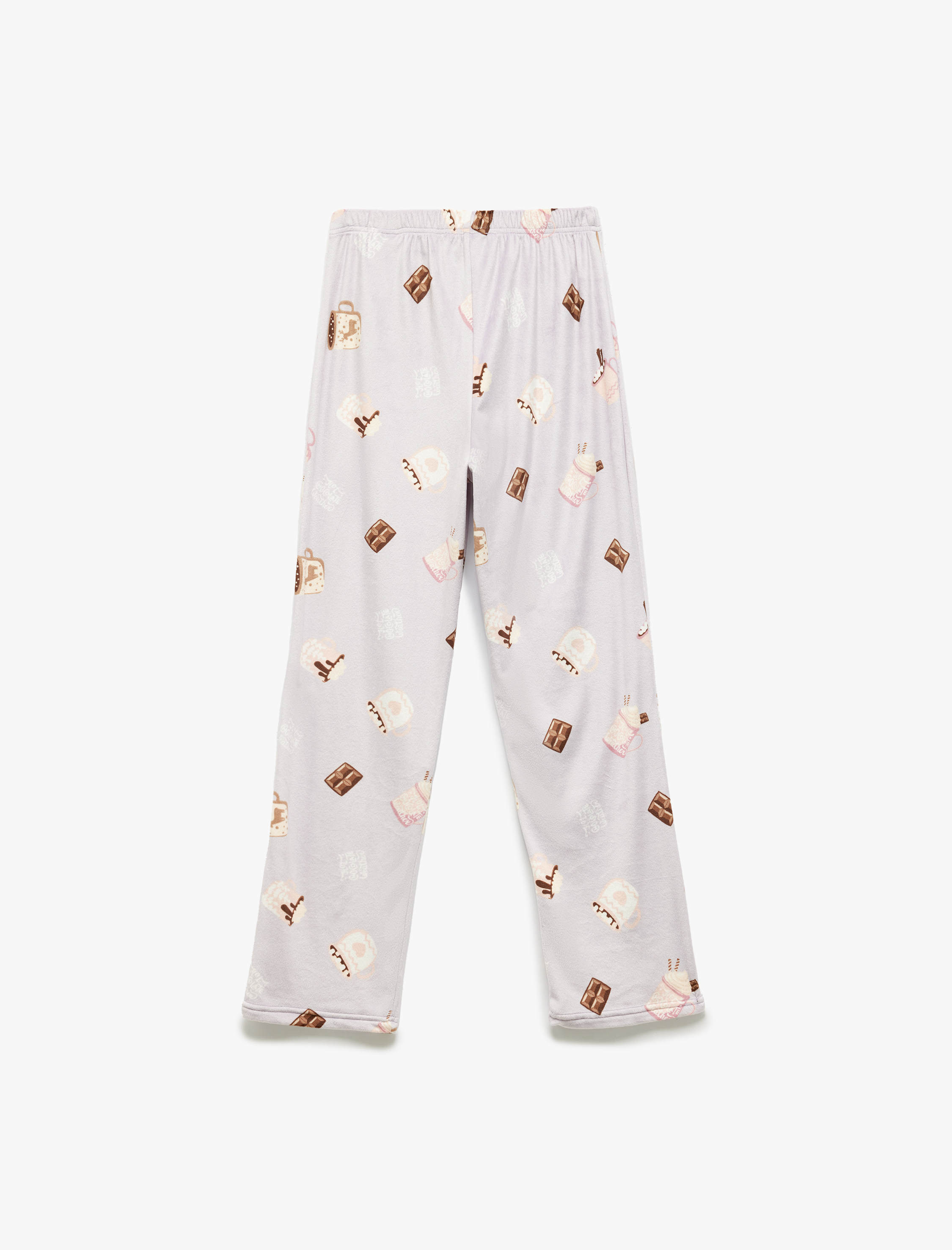   Uzun Kollu Baskılı Polar Kadife Pijama Takımı