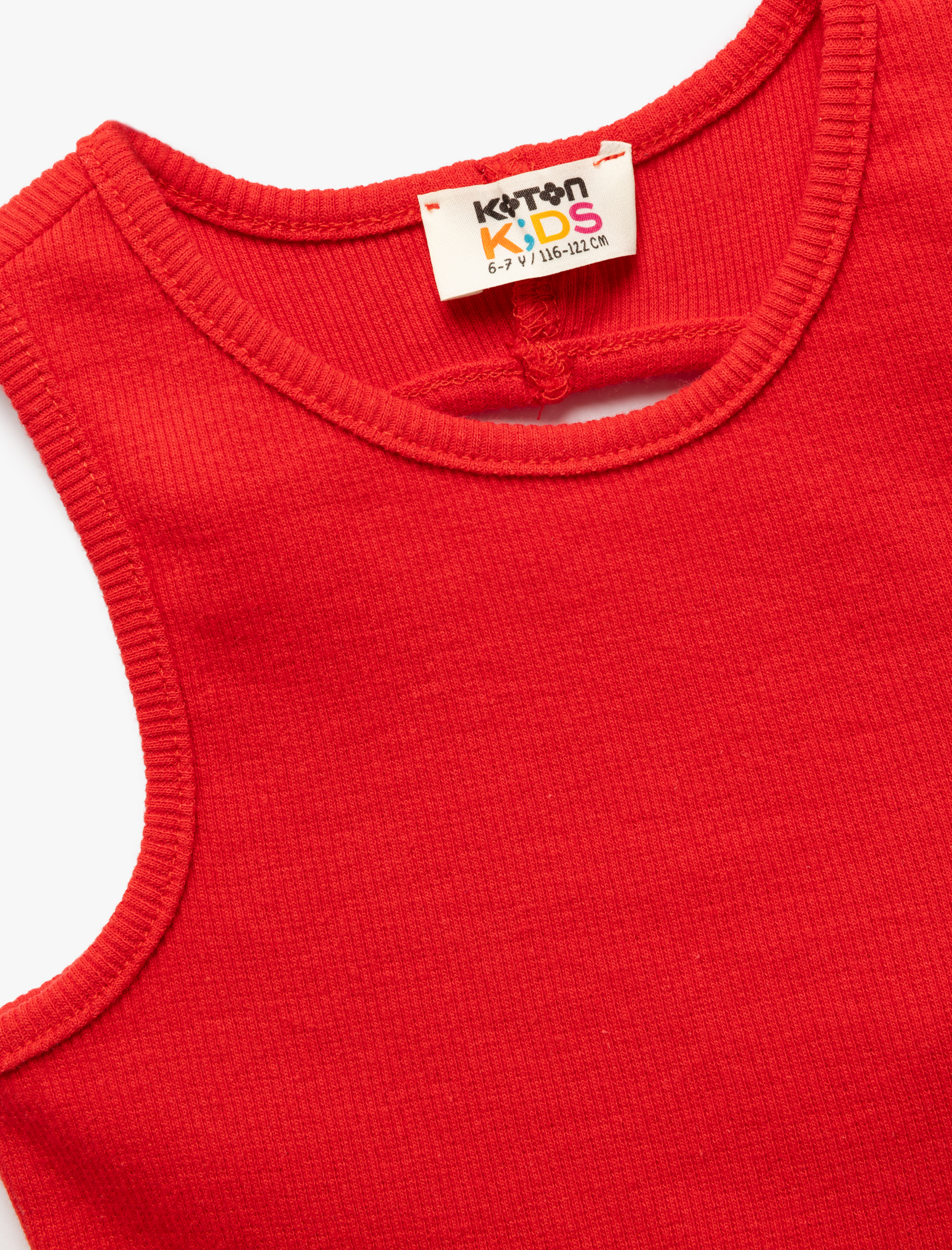  Kız Çocuk Pamuklu Arkası Pencere Detaylı Kolsuz Ribanalı Crop Atlet