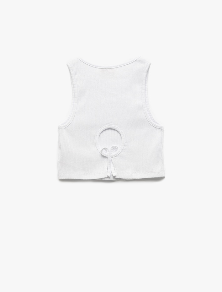 Kız Çocuk Pamuklu Arkası Pencere Detaylı Kaşkorse Basic Crop Atlet