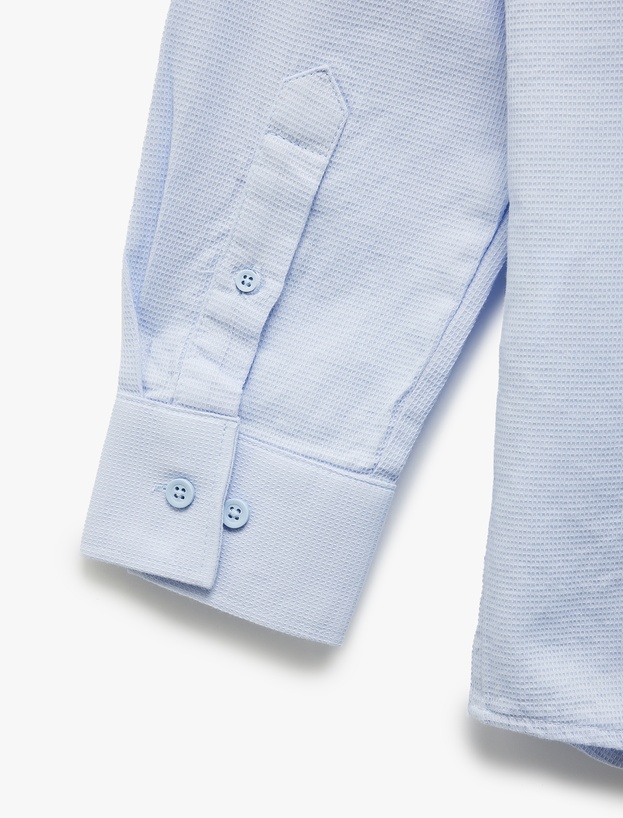 Pamuklu Slim Fit Uzun Kollu İtalyan Yaka Gömlek_3