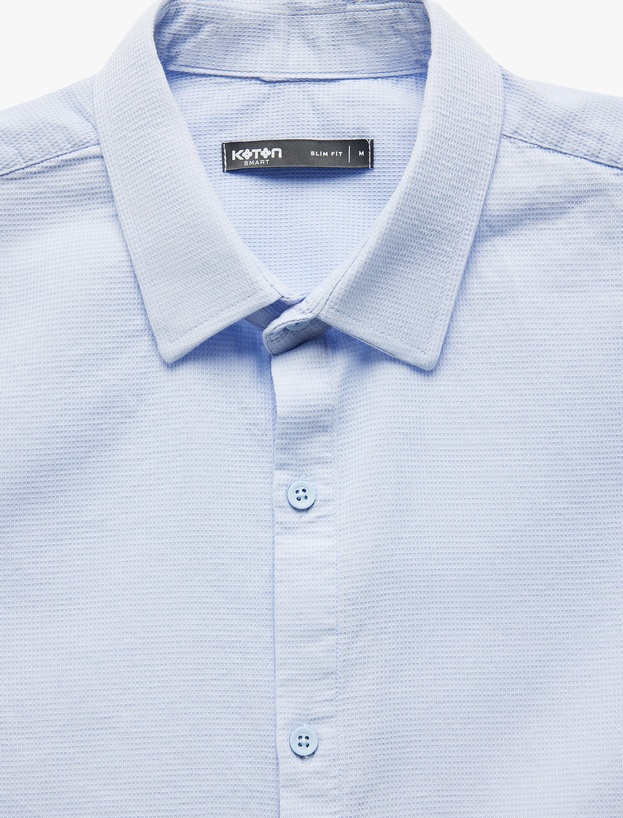 Pamuklu Slim Fit Uzun Kollu İtalyan Yaka Gömlek_2