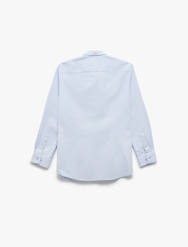 Pamuklu Slim Fit Uzun Kollu İtalyan Yaka Gömlek_1