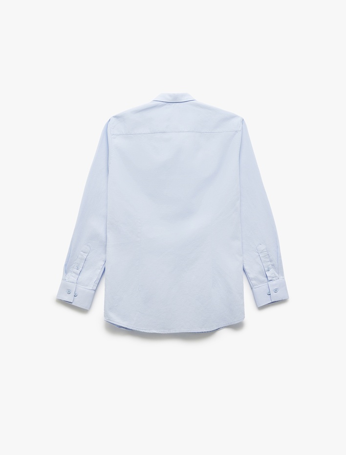  Pamuklu Slim Fit Uzun Kollu İtalyan Yaka Gömlek