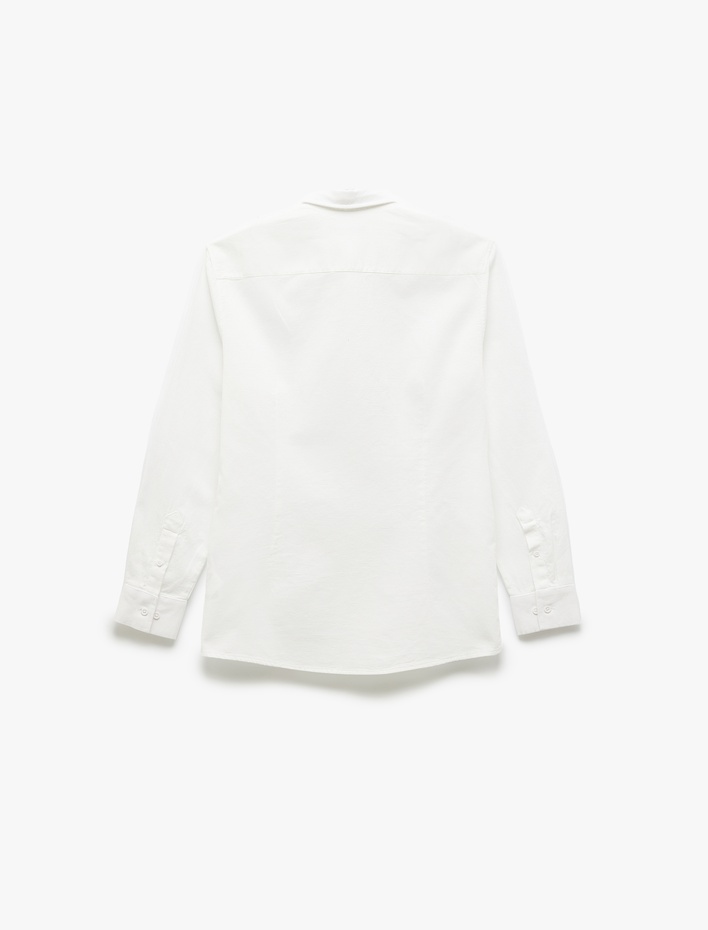  Pamuklu Slim Fit Uzun Kollu İtalyan Yaka Gömlek