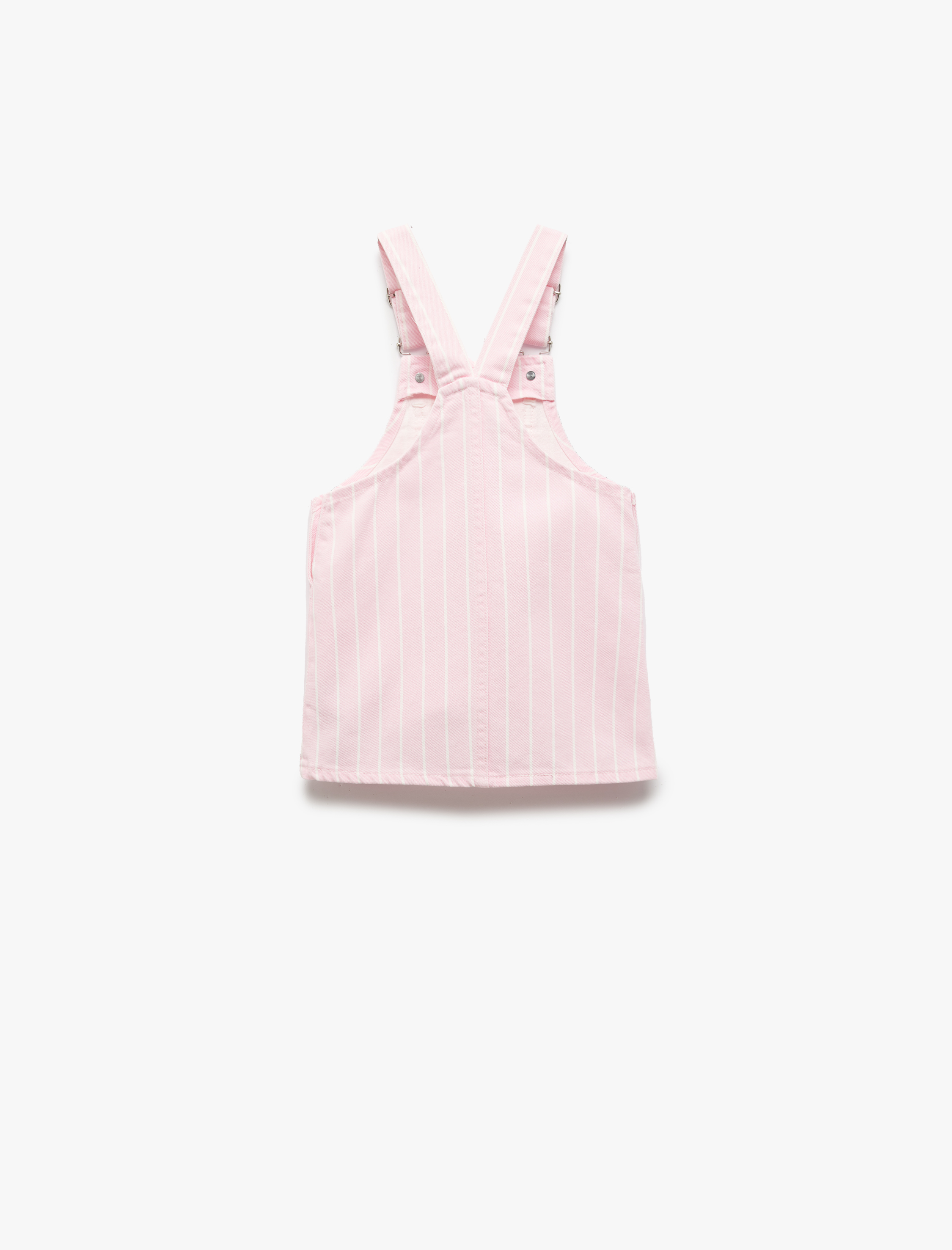  Kız Bebek Kare Yaka Cep Detaylı Pamuklu Askılı Jile Elbise