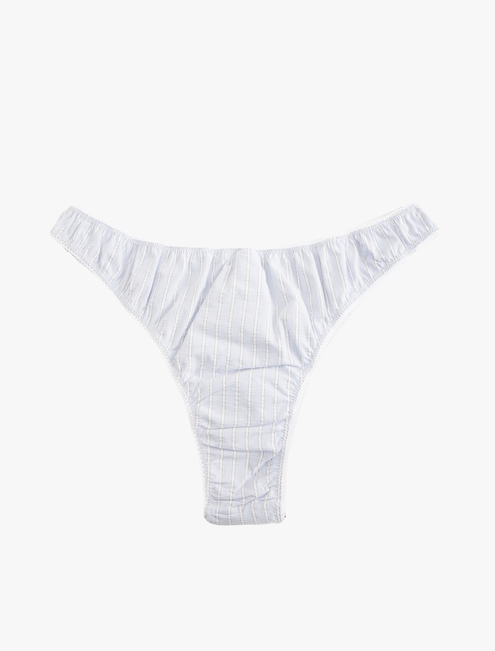  Fiyonk Detaylı Çizgili Brief Külot