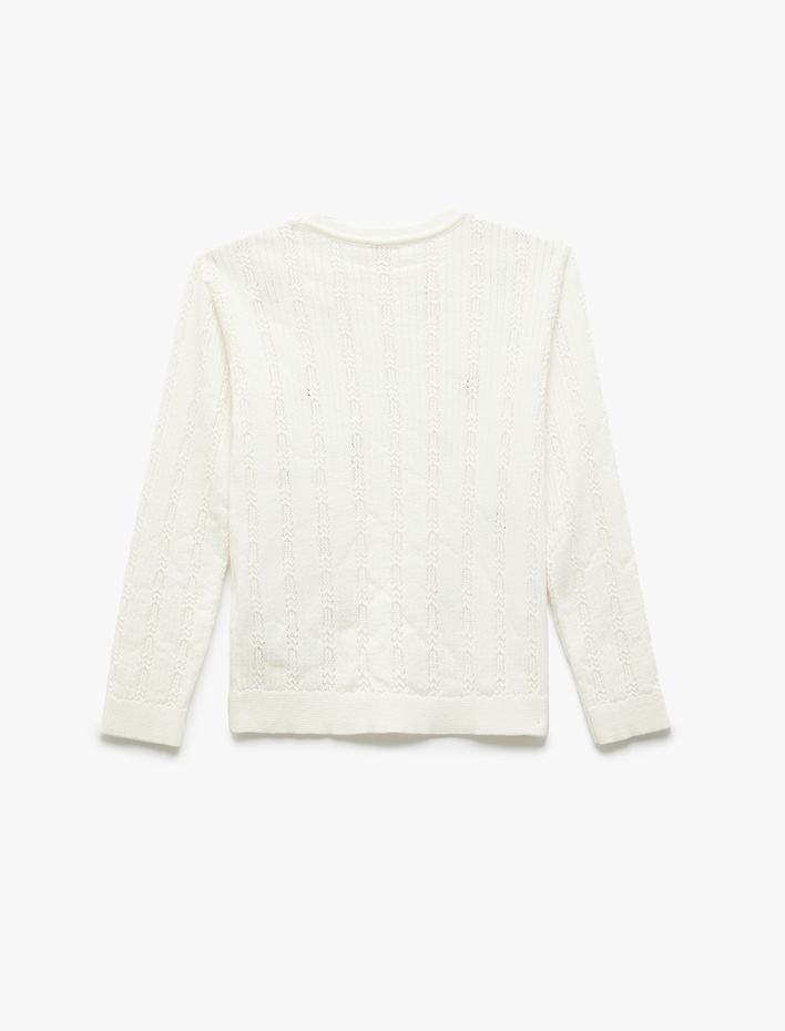 Kız Çocuk Bisiklet Yaka Uzun Kollu Fiyonklu Triko Kazak