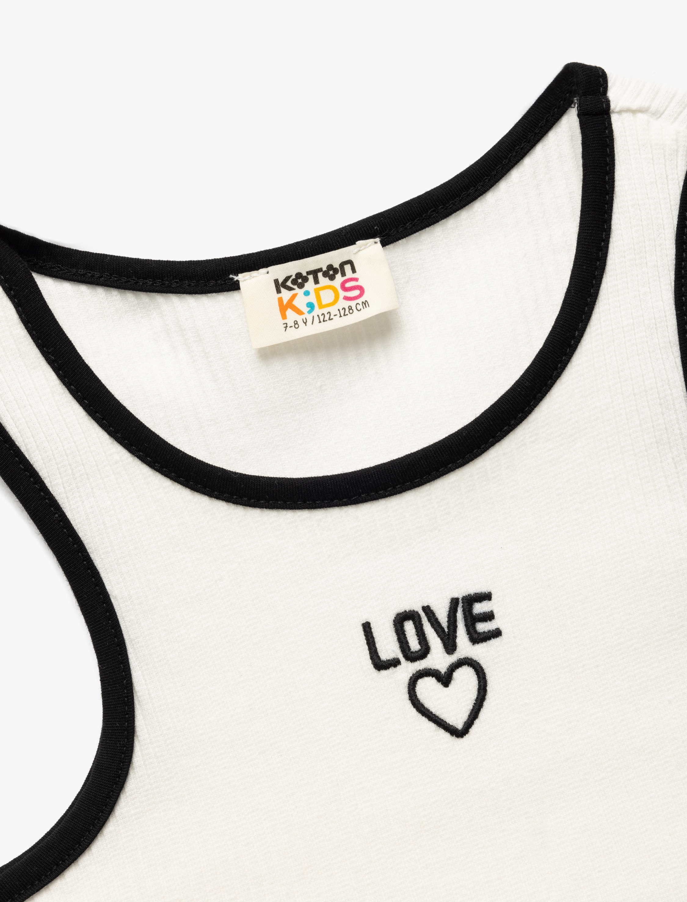  Kız Çocuk Kalp Baskılı Bisiklet Yaka Pamuklu Kaşkorse Crop Atlet