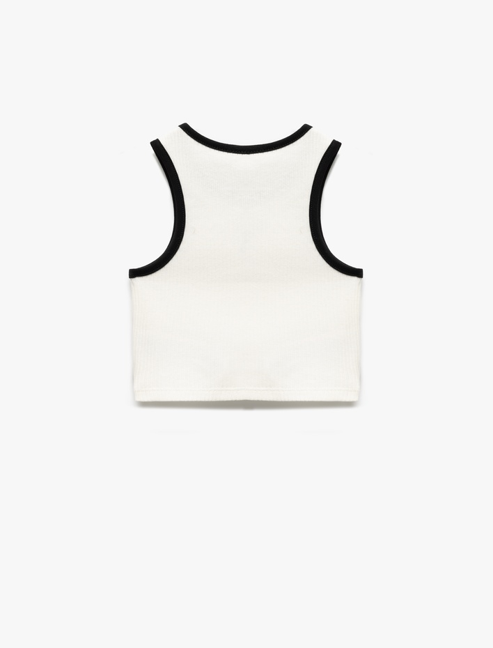 Kız Çocuk Kalp Baskılı Bisiklet Yaka Pamuklu Kaşkorse Crop Atlet