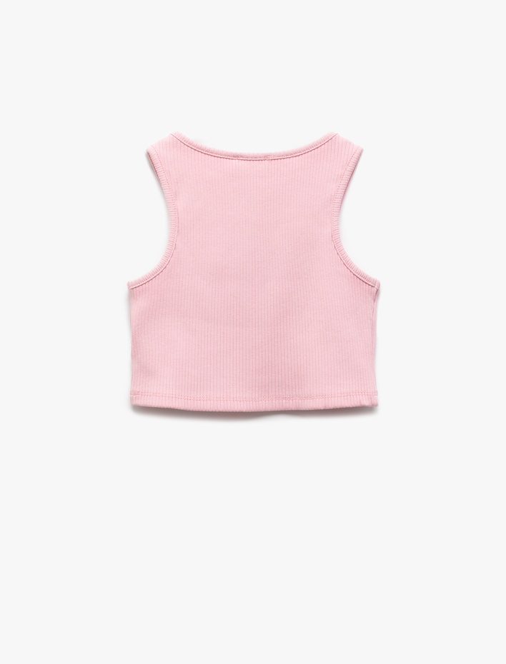 Kız Çocuk Kalp Pencere Detaylı Kolsuz Ribanalı Crop Atlet