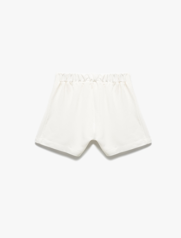 Kız Çocuk Pile Detaylı Beli Lastikli Viskon Şort