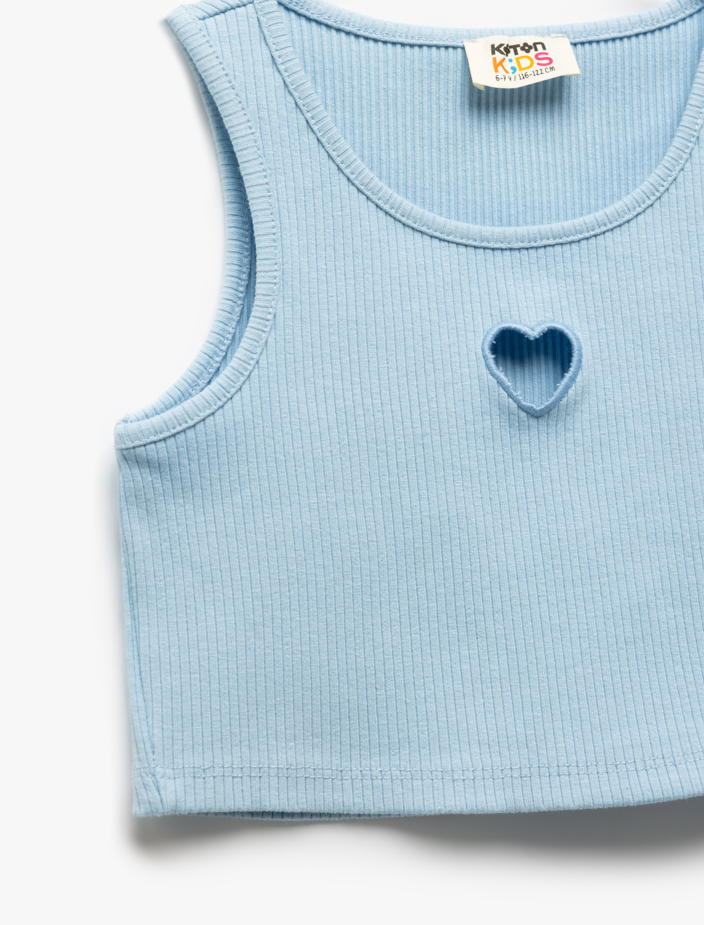  Kız Çocuk Kalp Pencere Detaylı Kolsuz Ribanalı Crop Atlet