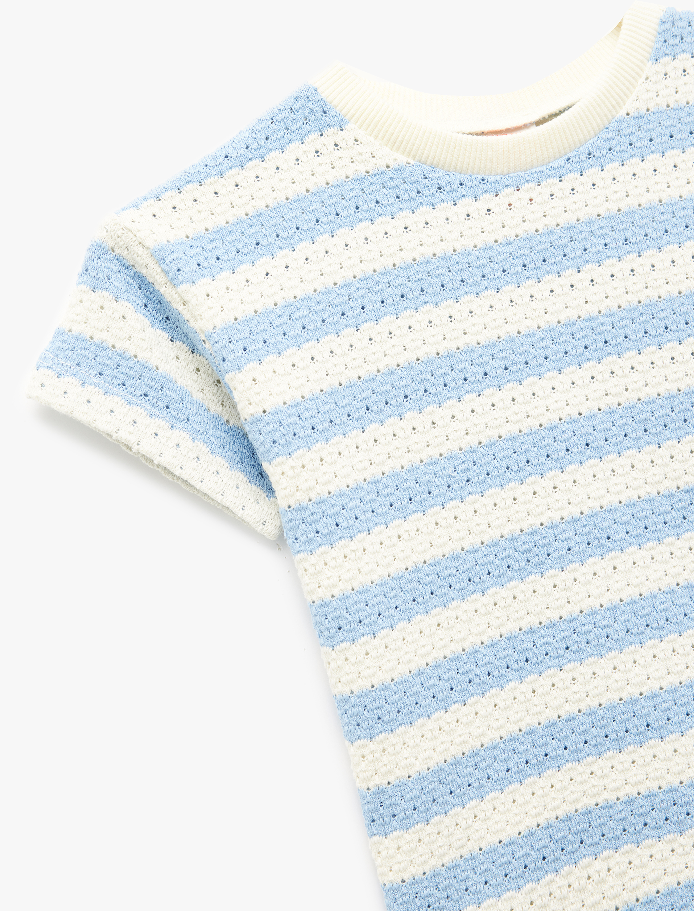  Erkek Bebek Kısa Kollu Bisiklet Yaka Çizgili Jakarlı Tişört