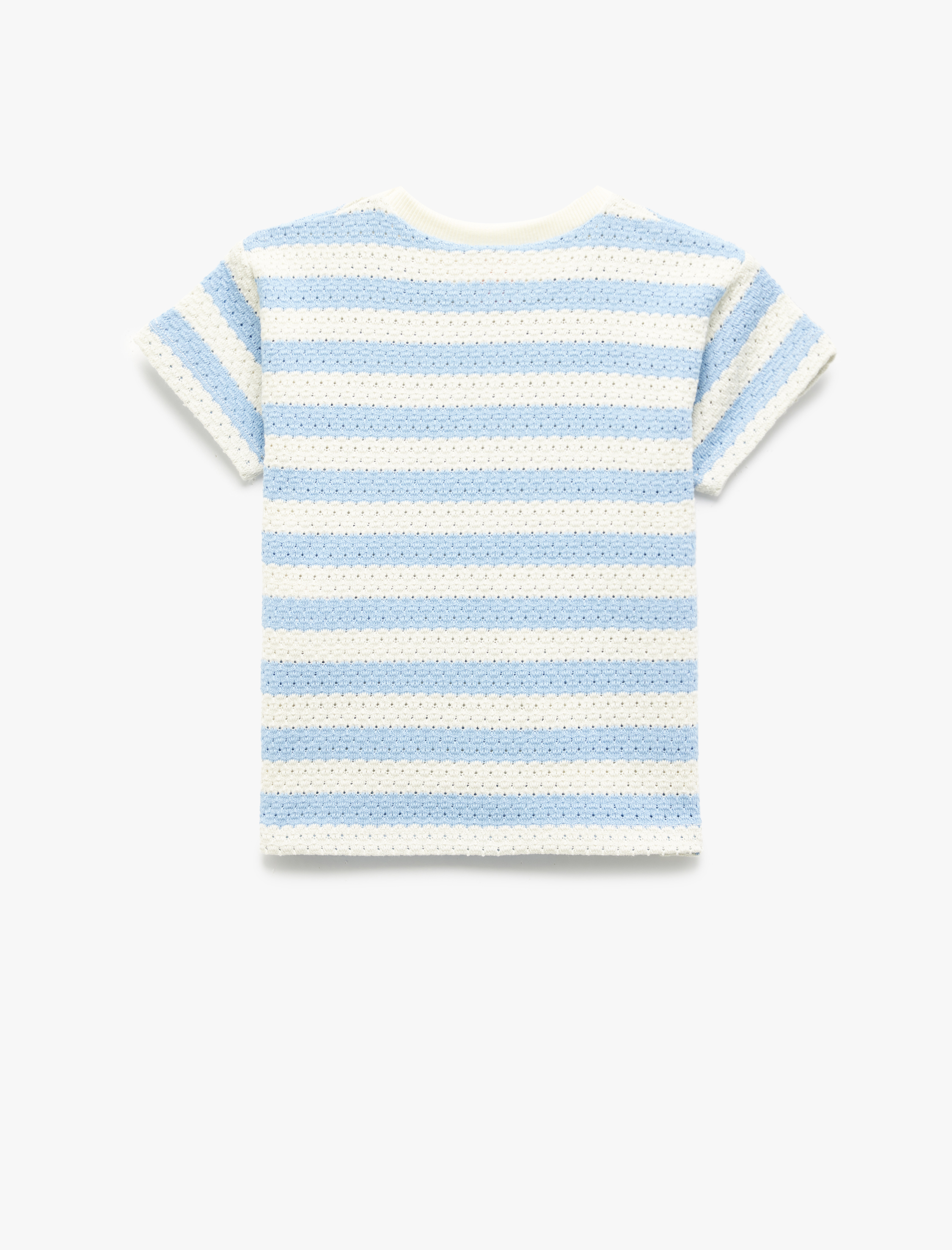  Erkek Bebek Kısa Kollu Bisiklet Yaka Çizgili Jakarlı Tişört