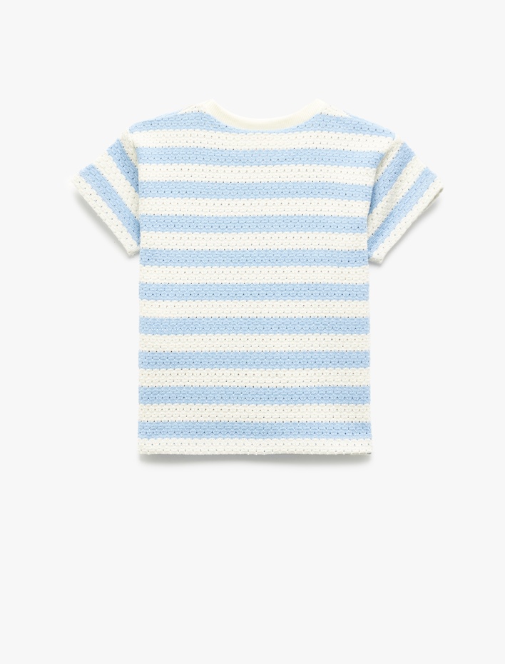Erkek Bebek Kısa Kollu Bisiklet Yaka Çizgili Jakarlı Tişört
