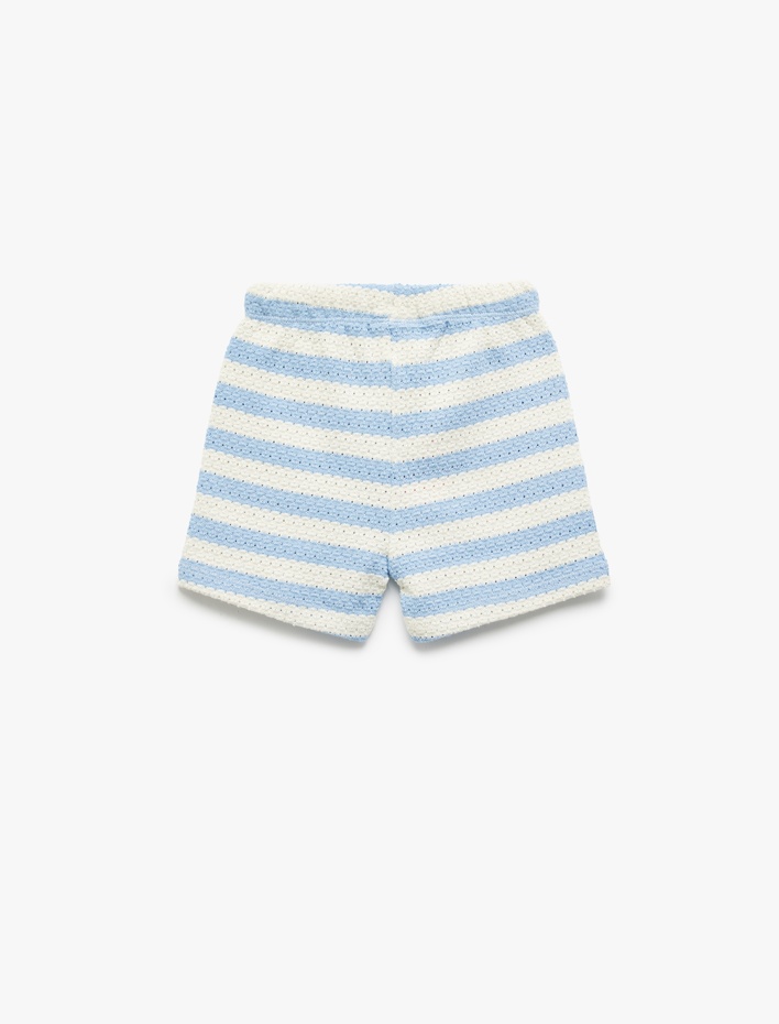 Erkek Bebek Beli Lastikli Pamuklu Çizgili Triko Şort