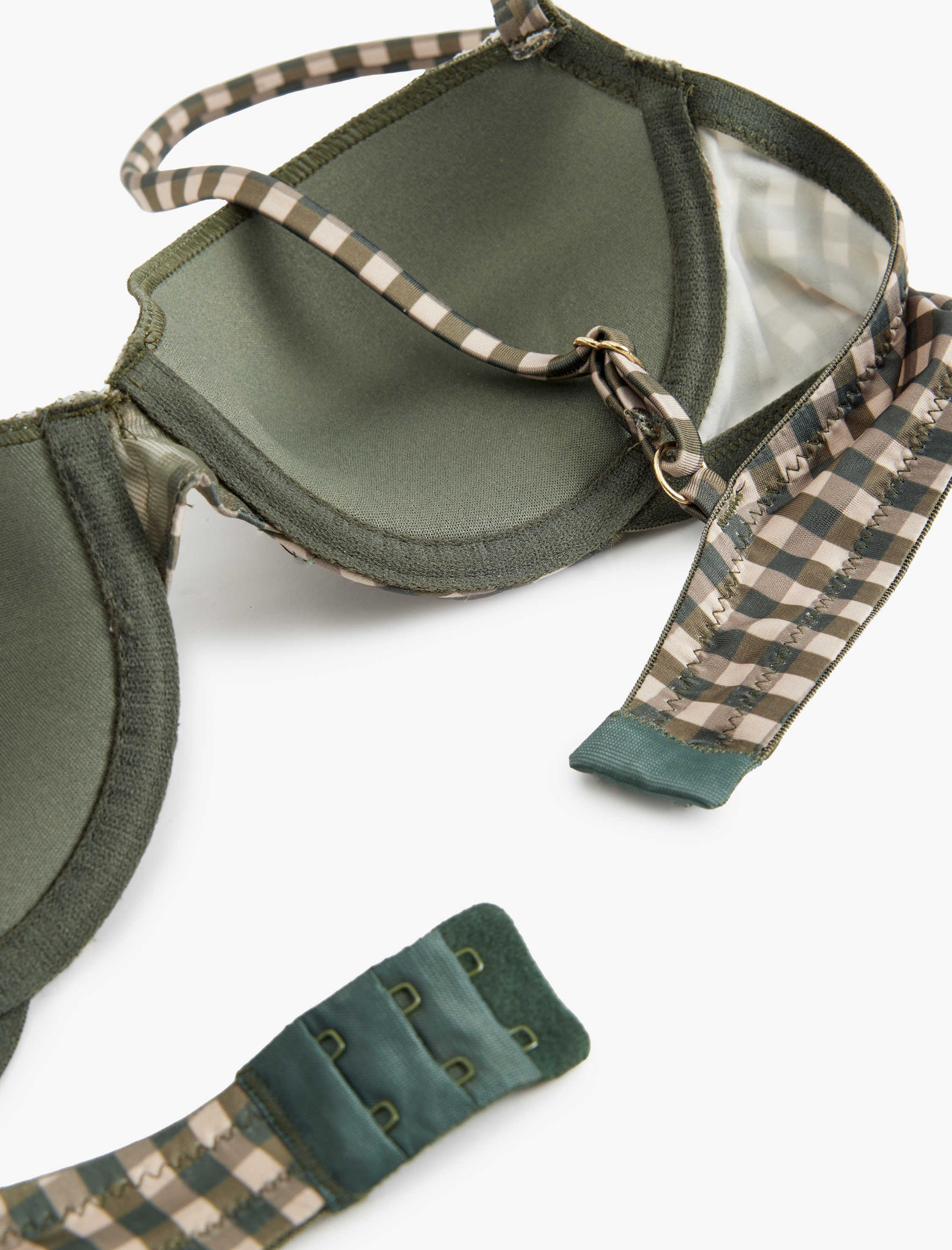   Dantel Detaylı Ekoseli Balenli Sütyen