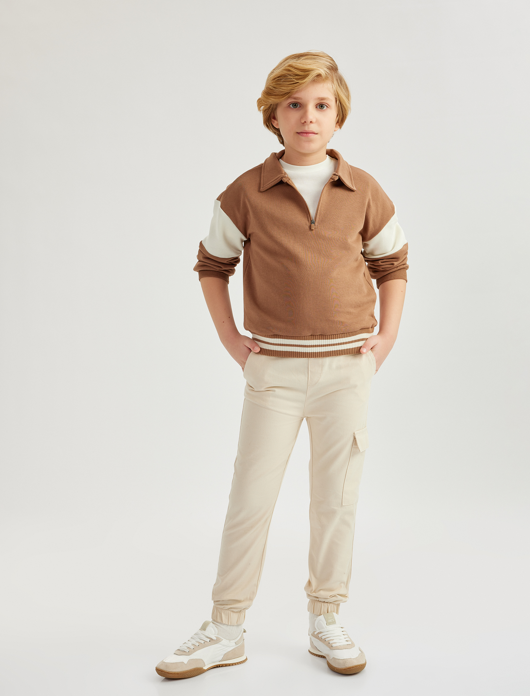  Erkek Çocuk Jogger Kargo Pantolon Beli Lastikli Cep Detaylı Pamuklu