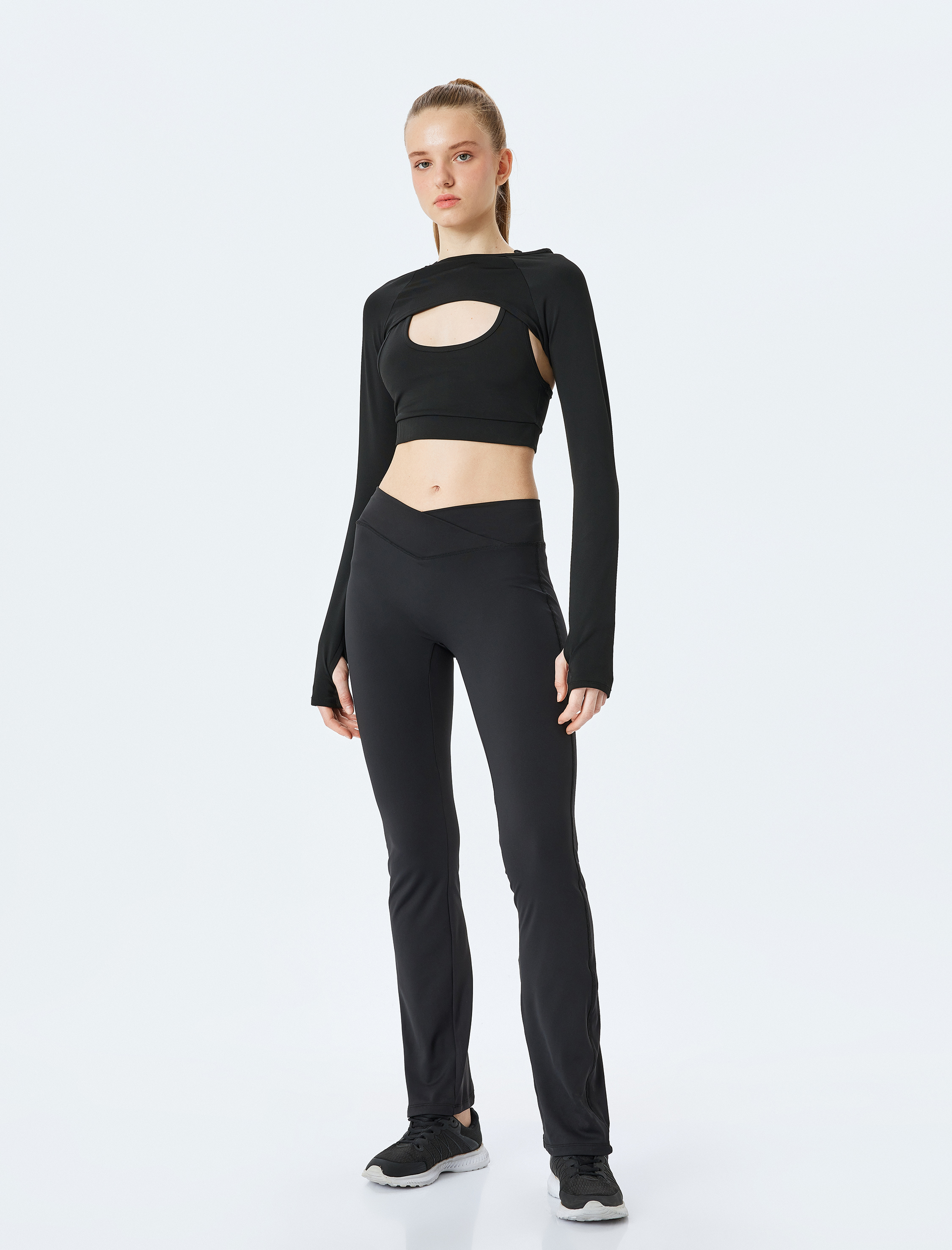   Yüksek Bel İspanyol Paça Slim Fit Spor Tayt