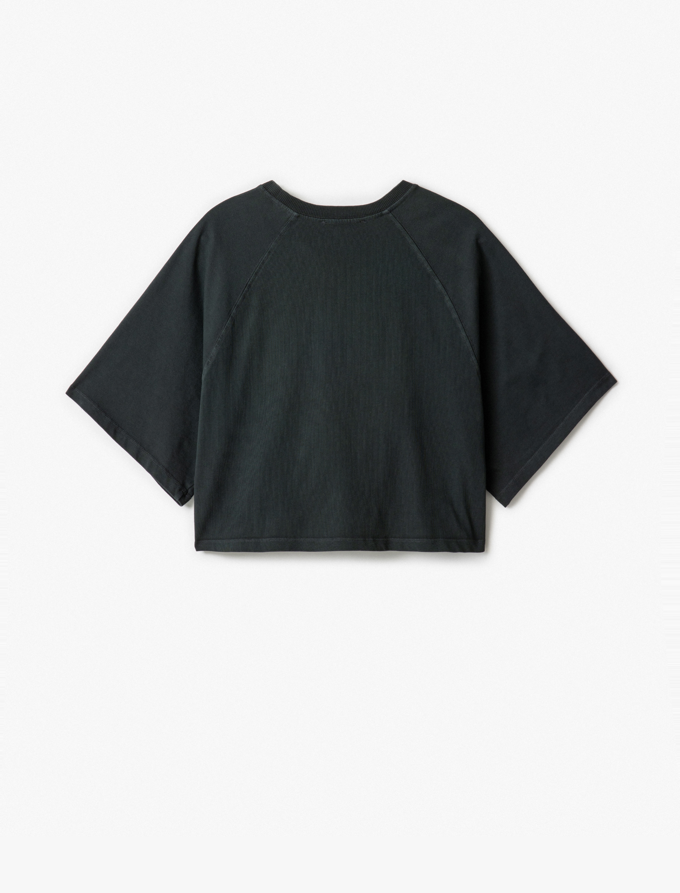   Üç İplik Pamuklu Kısa Kollu Bisiklet Yaka Oversize Tişört