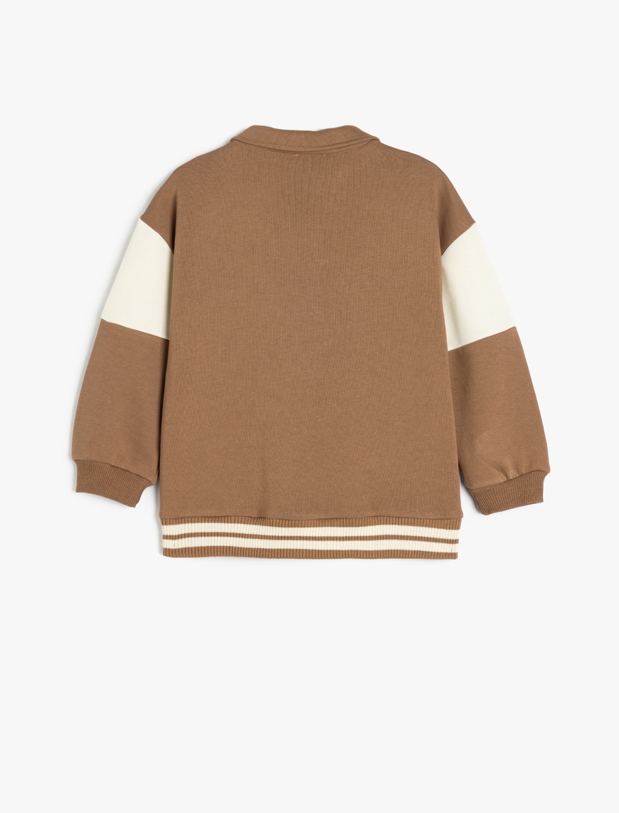  Erkek Çocuk Uzun Kollu Yarım Fermuarlı Oversize Polo Yaka Sweatshirt