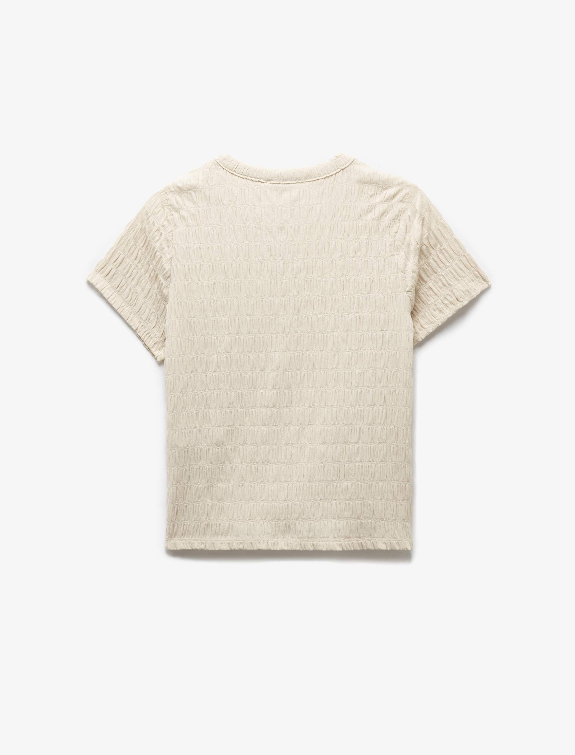 Slim Fit Kısa Kollu Bisiklet Yaka Dokulu Tişört