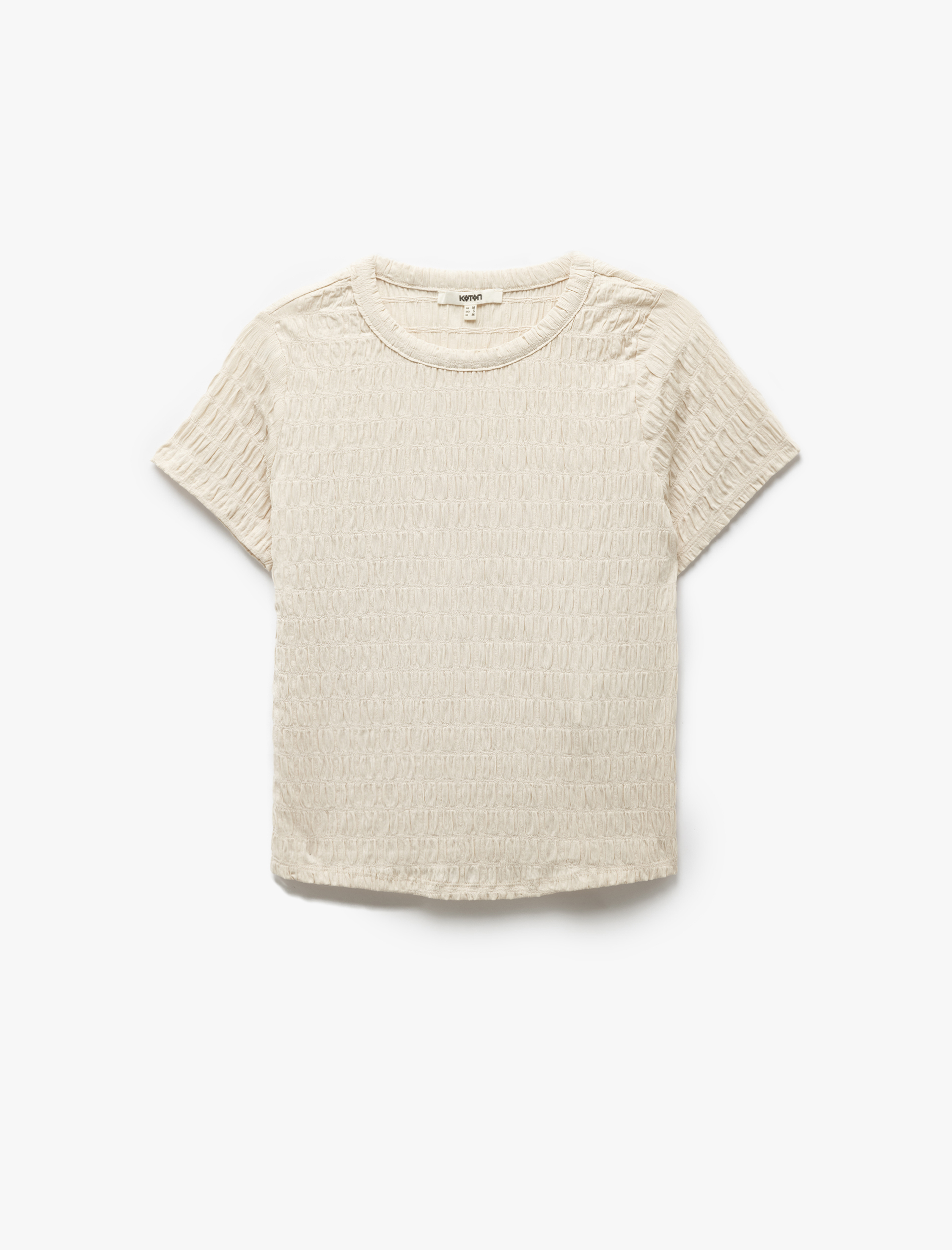 Slim Fit Kısa Kollu Bisiklet Yaka Dokulu Tişört