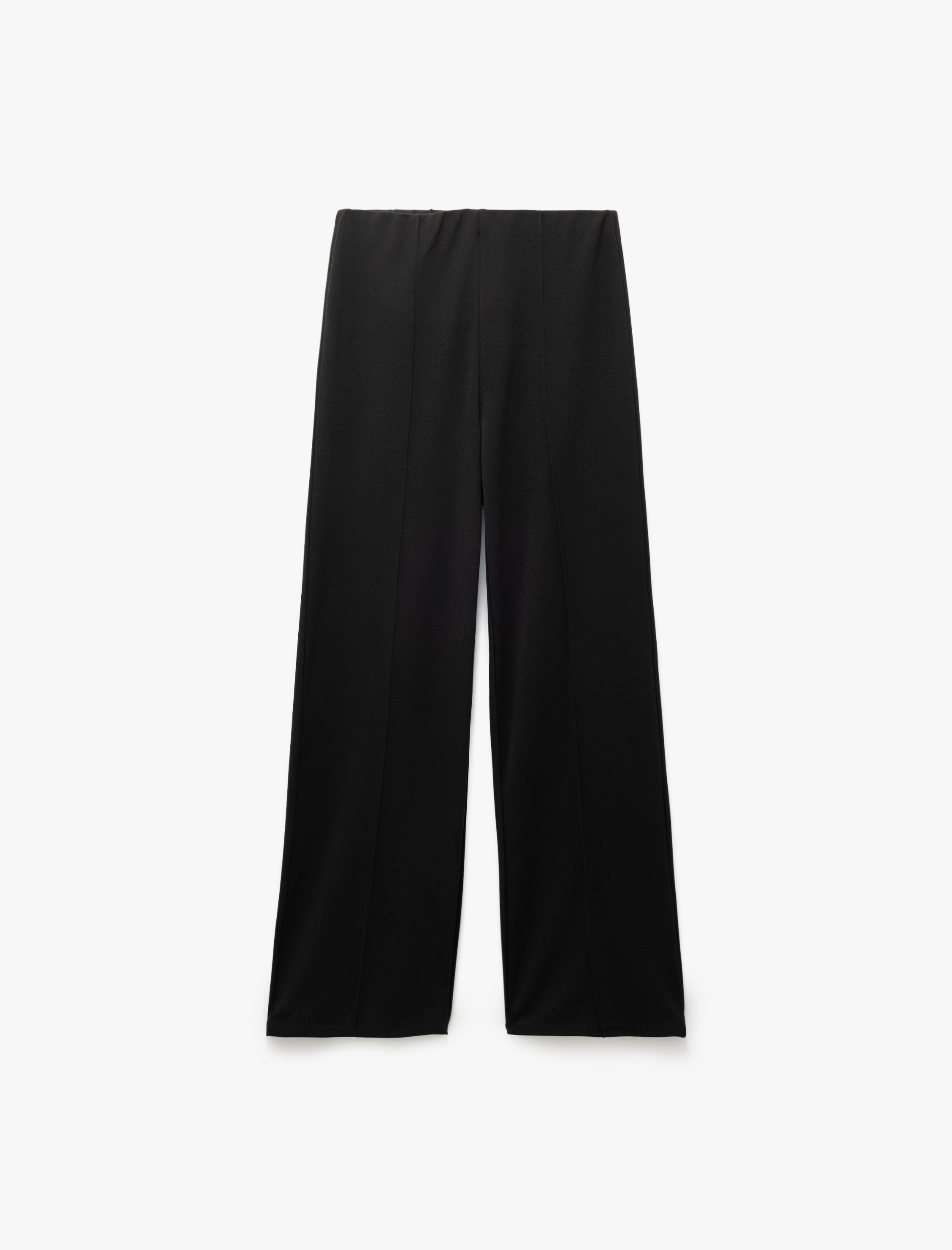   Yüksek Bel Nervür Detaylı Bol Paça Pantolon