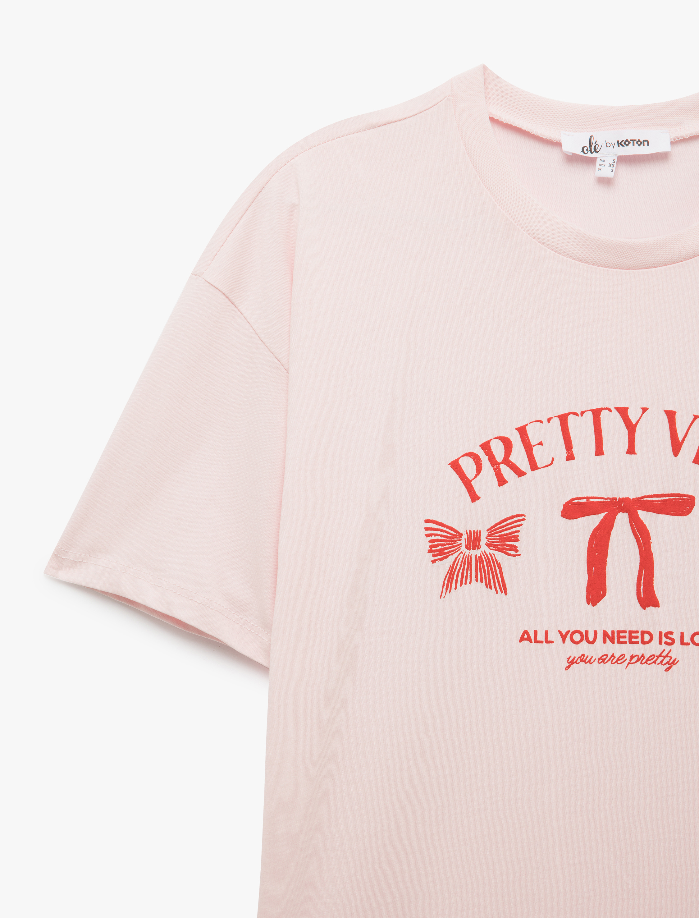   Fiyonk Baskılı Kısa Kollu Bisiklet Yaka Pamuklu Tişört