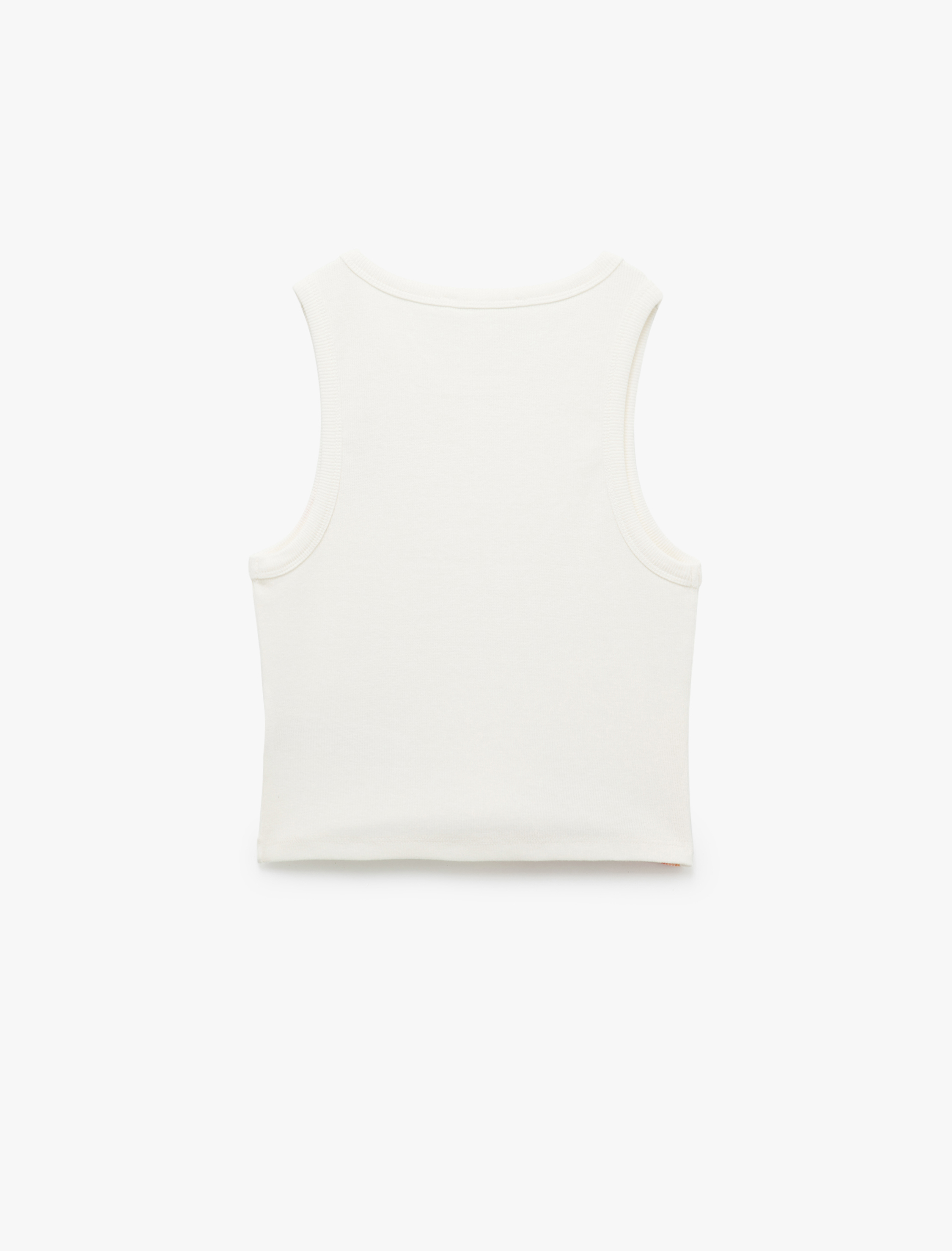 Çiçek Baskılı Kolsuz Bisiklet Yaka Slim Fit Üst