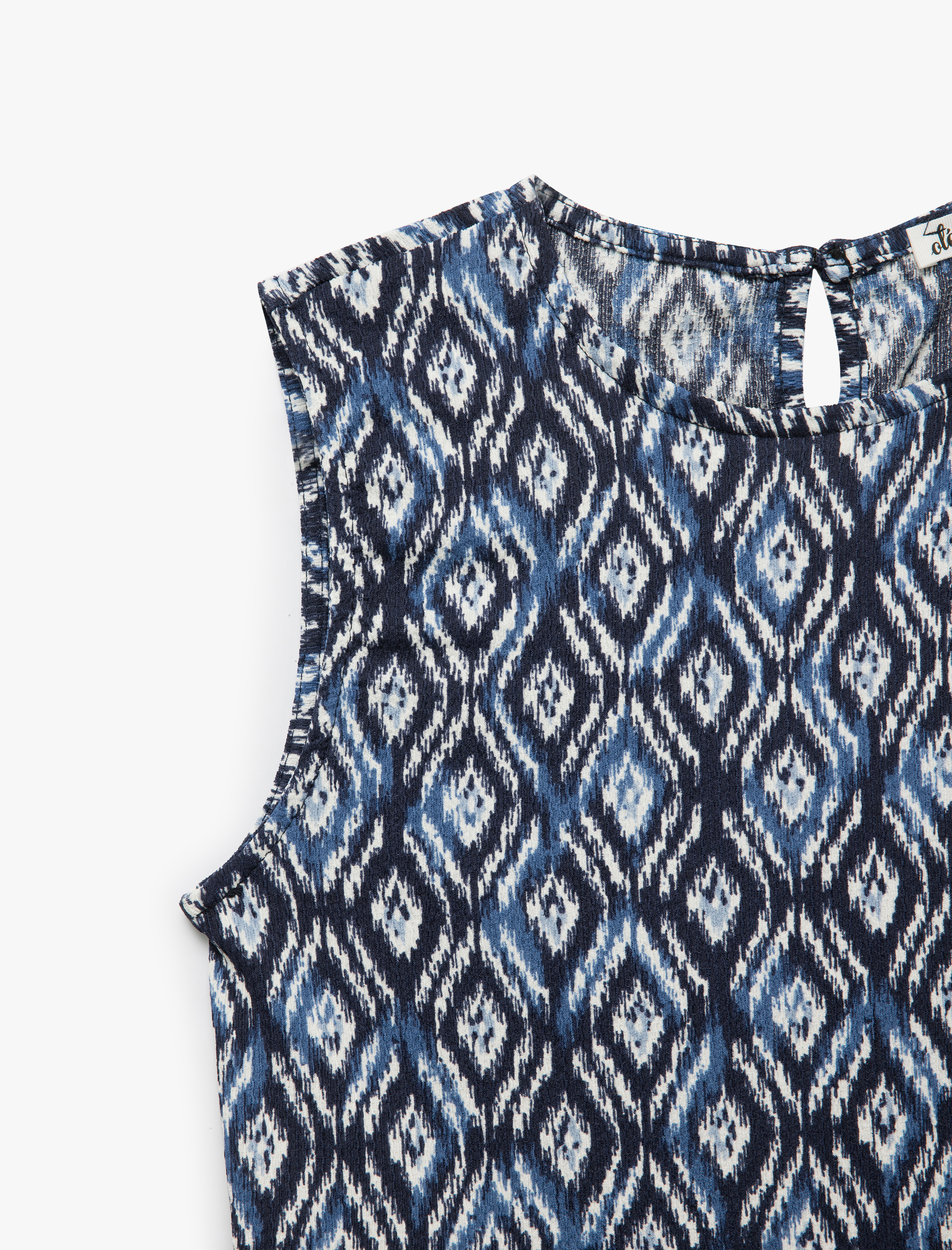   Desenli Bisiklet Yaka Bağcık Detaylı Kolsuz Crop Üst Bürümcük