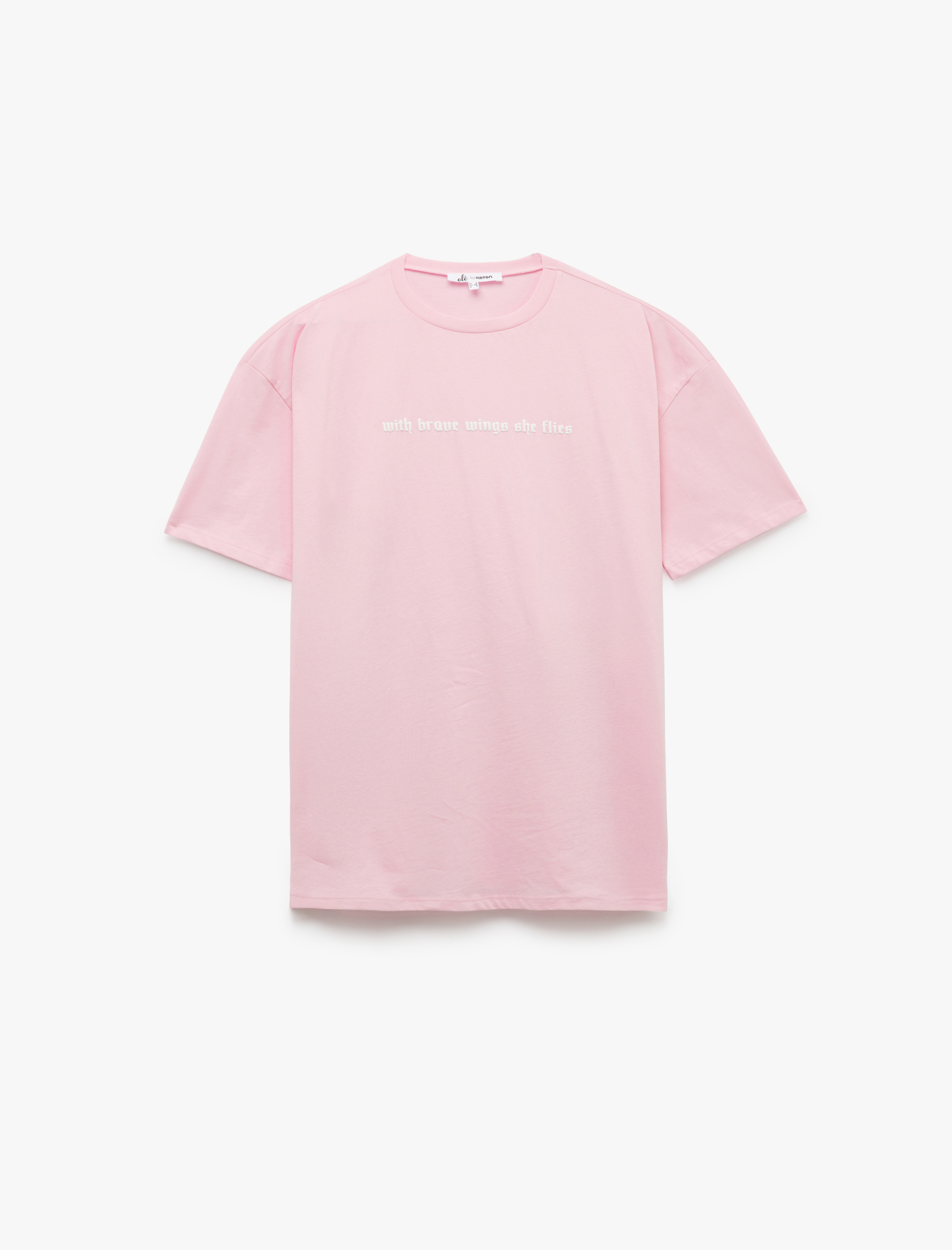   Arkası Baskılı Kısa Kollu Pamuklu Bisiklet Yaka Tişört