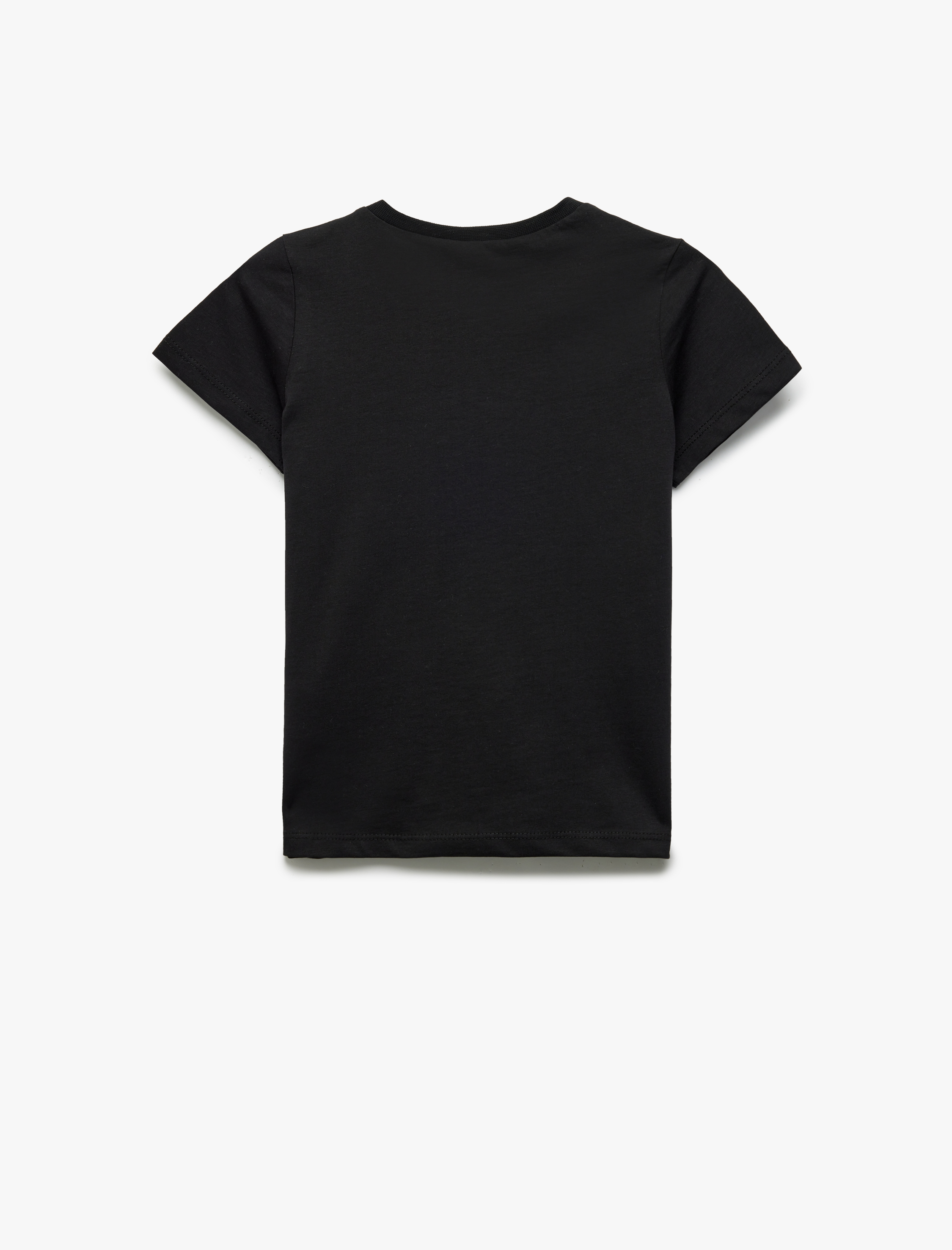  Kız Çocuk Pamuklu Kısa Kollu Bisiklet Yaka Kalp Baskılı Tişört