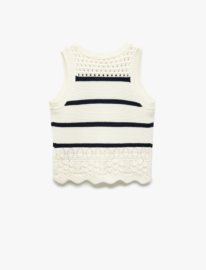 Kız Çocuk Bisiklet Yaka Kolsuz Çizgili Triko Atlet