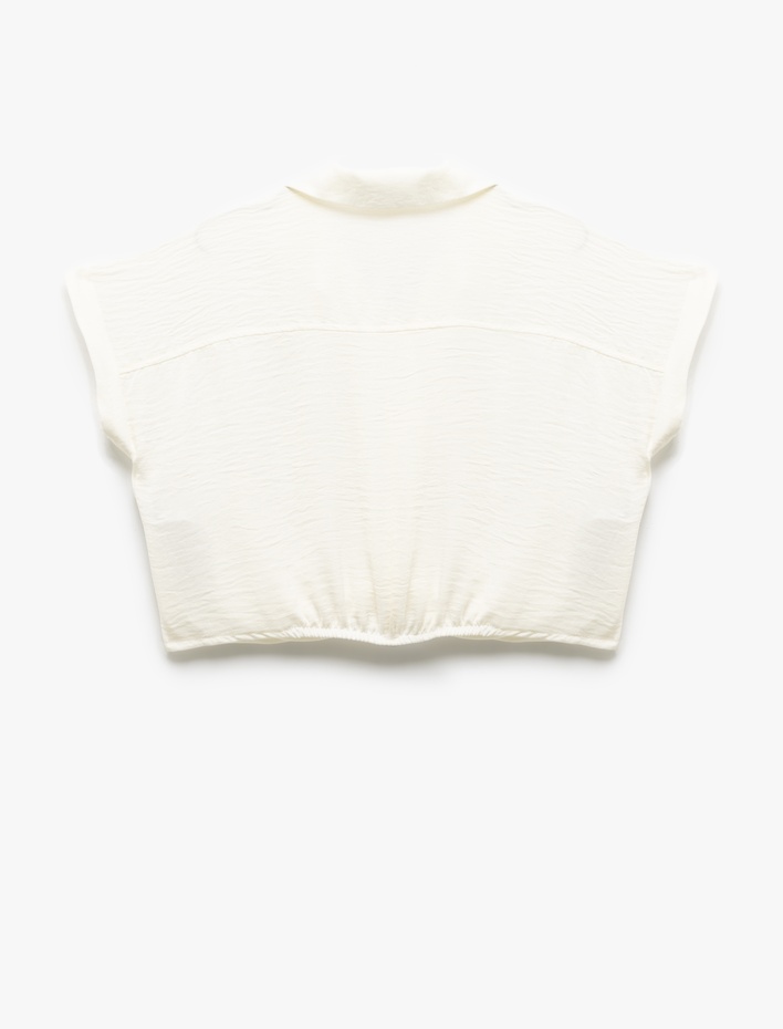 Kız Çocuk Kısa Kollu Önden Bağlamalı Crop Gömlek