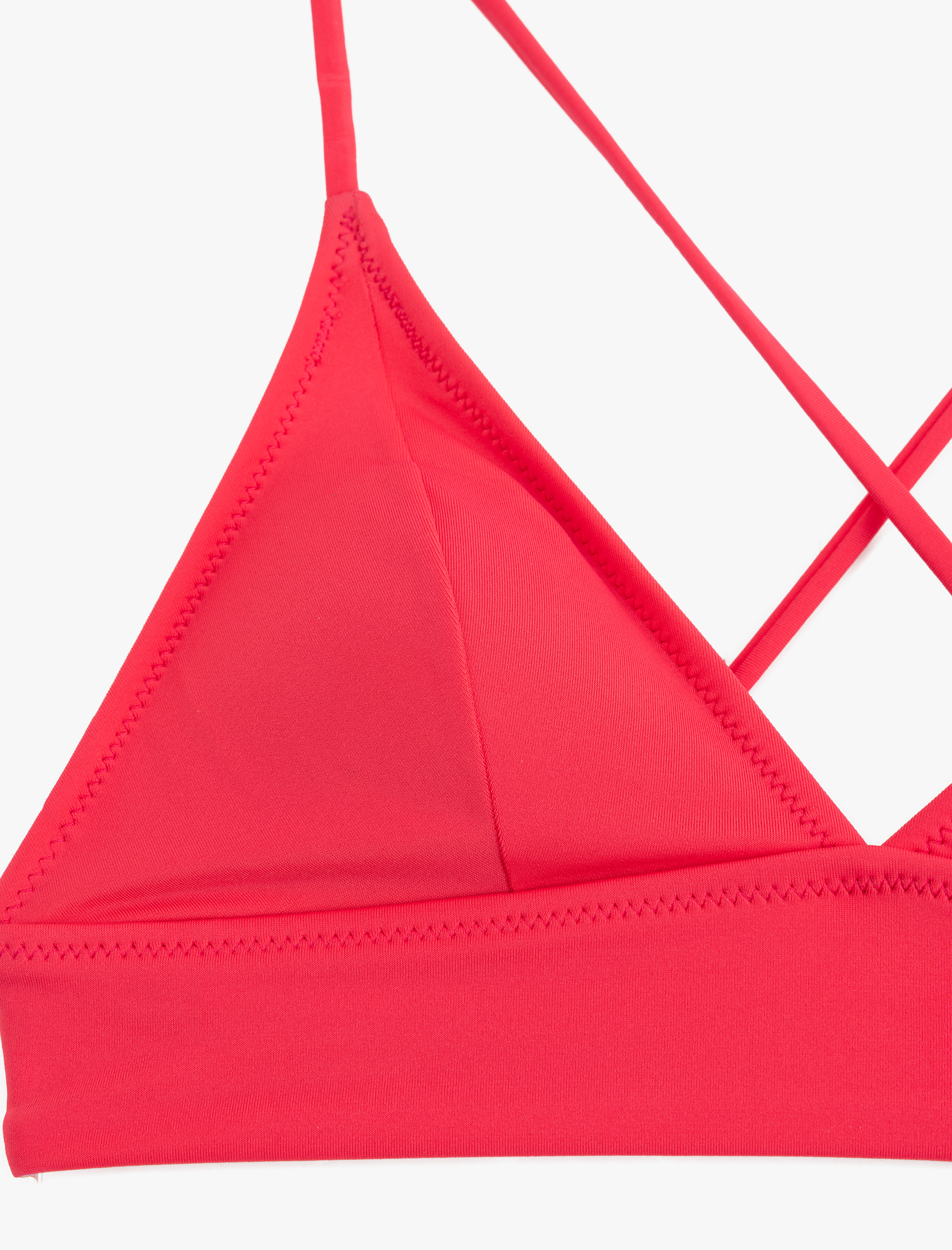   Arkası Çapraz Bağlama Detaylı V Yaka Bralet Bikini Üstü