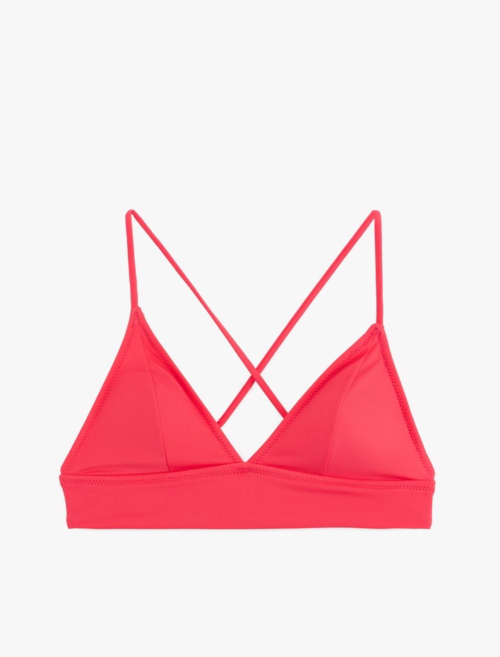  Arkası Çapraz Bağlama Detaylı V Yaka Bralet Bikini Üstü