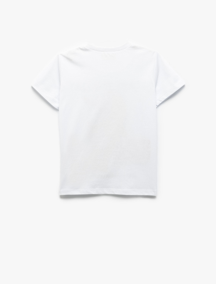 Erkek Çocuk Pamuklu Kaplan Baskılı Bisiklet Yaka Kısa Kollu Tişört