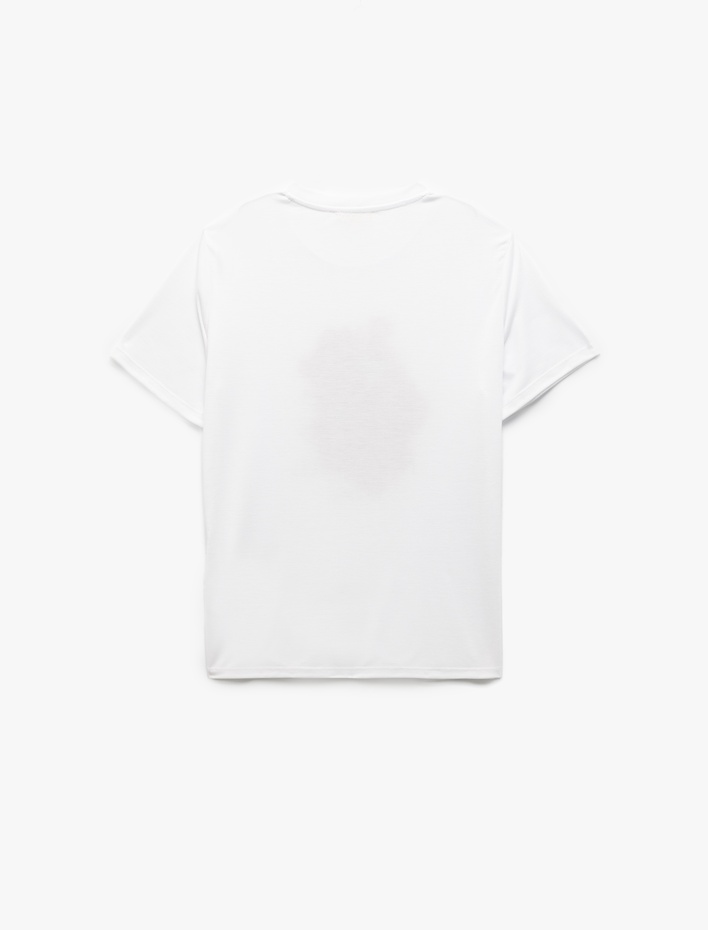  Bisiklet Yaka Kısa Kollu Çiçek Desenli Kadın Tişört