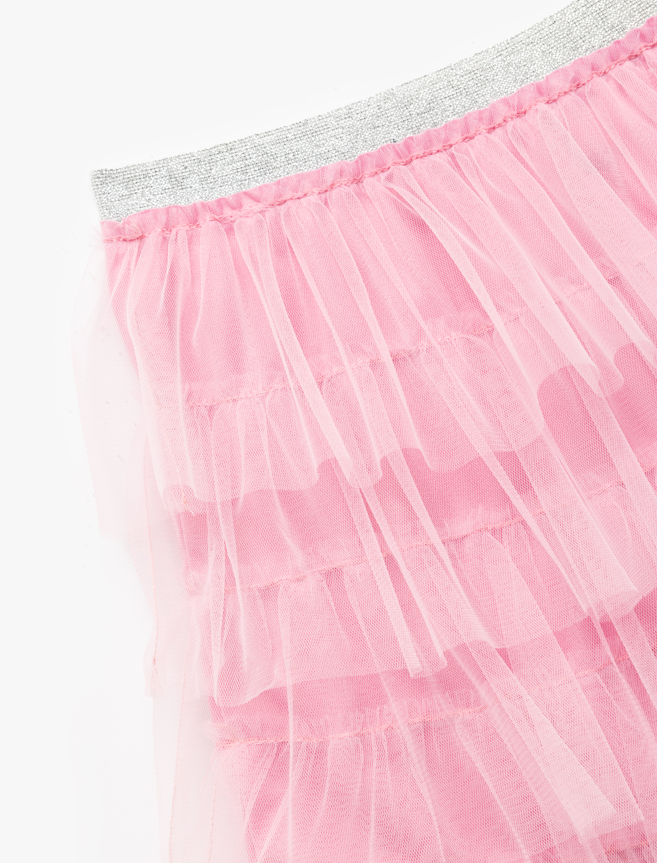  Kız Çocuk Beli Lastikli Tüllü Kat Detaylı Tütü Etek