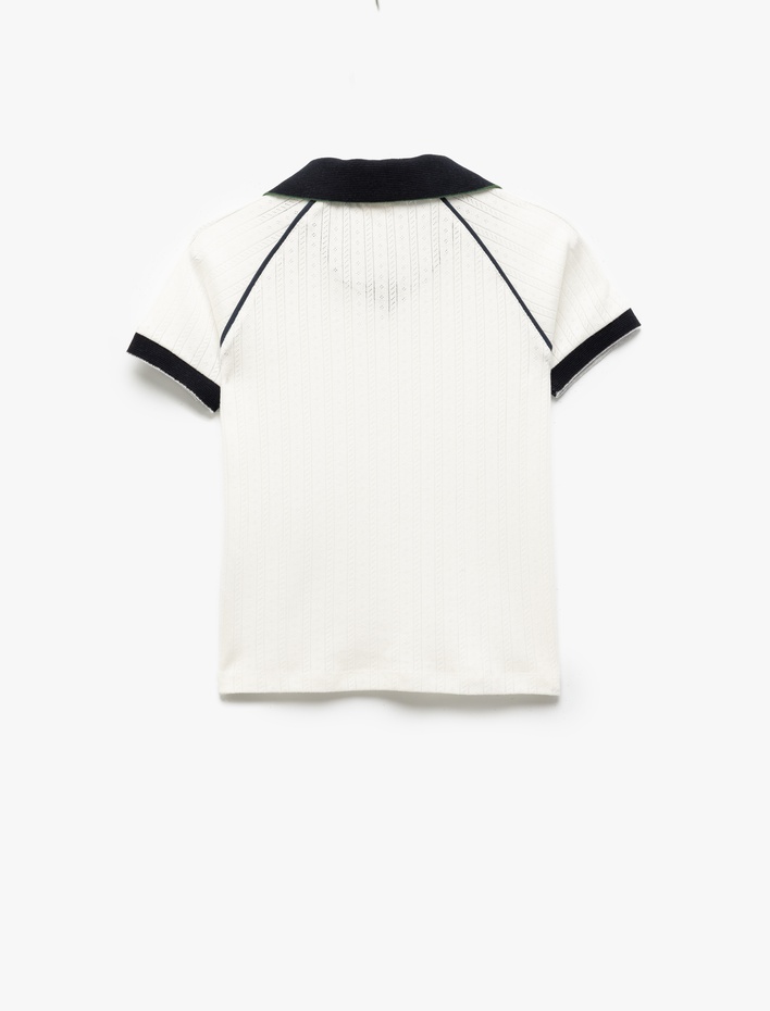 Kız Çocuk Pamuklu Kısa Kollu Biyeli Polo Yaka Tişört