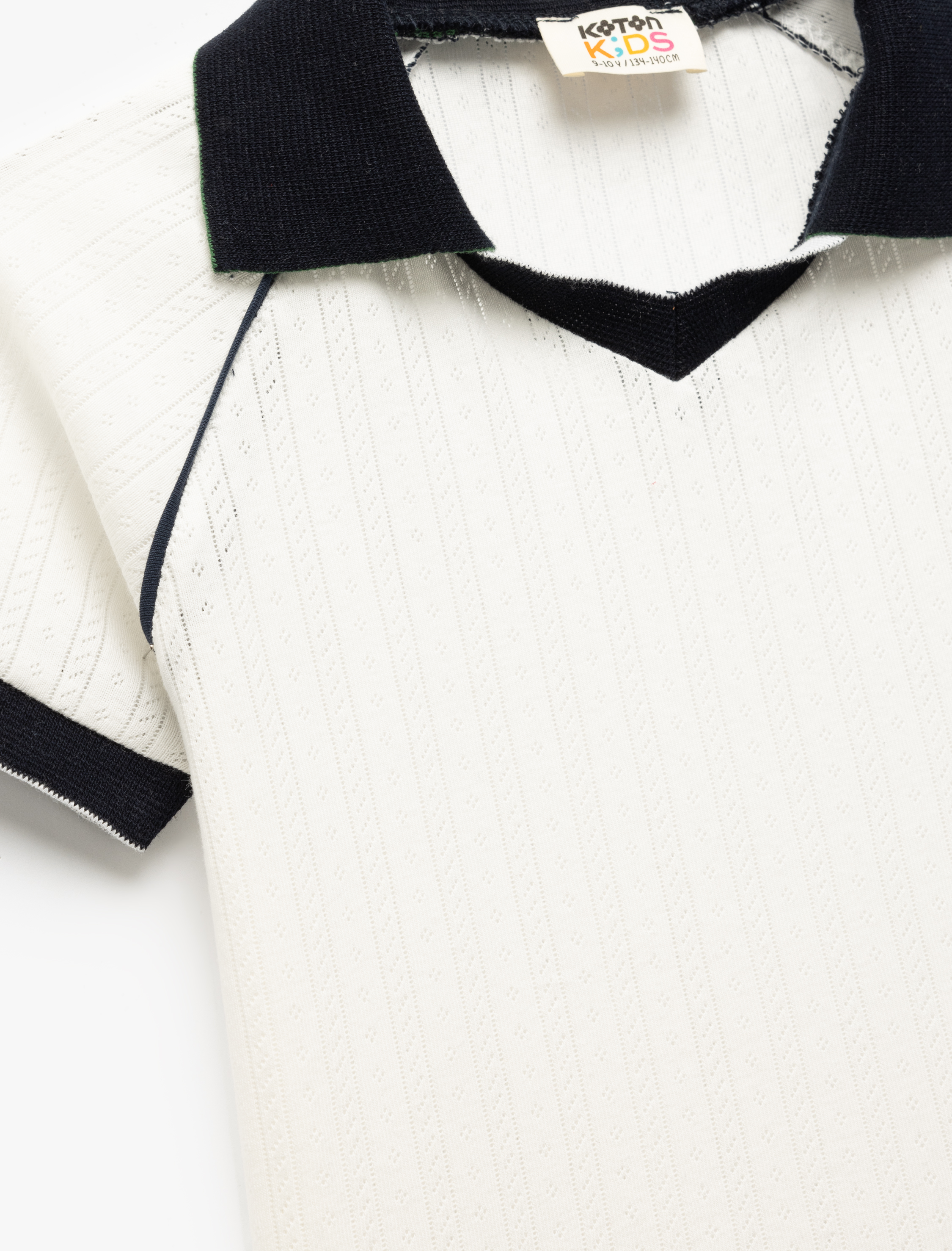  Kız Çocuk Pamuklu Kısa Kollu Biyeli Polo Yaka Tişört