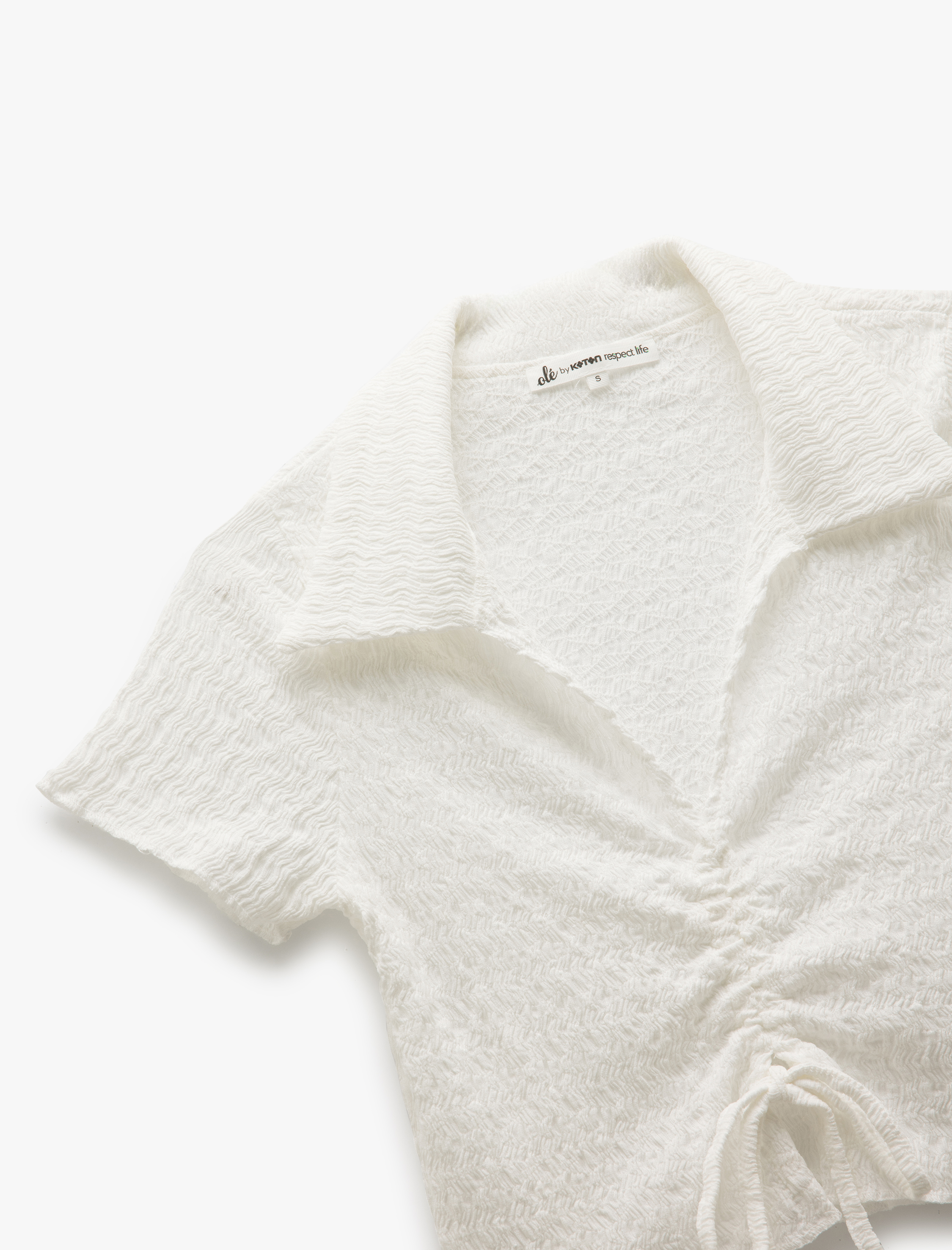   Bağlama Detaylı V Yaka Kısa Kollu Bürümcük Crop Tişört Bürümcük