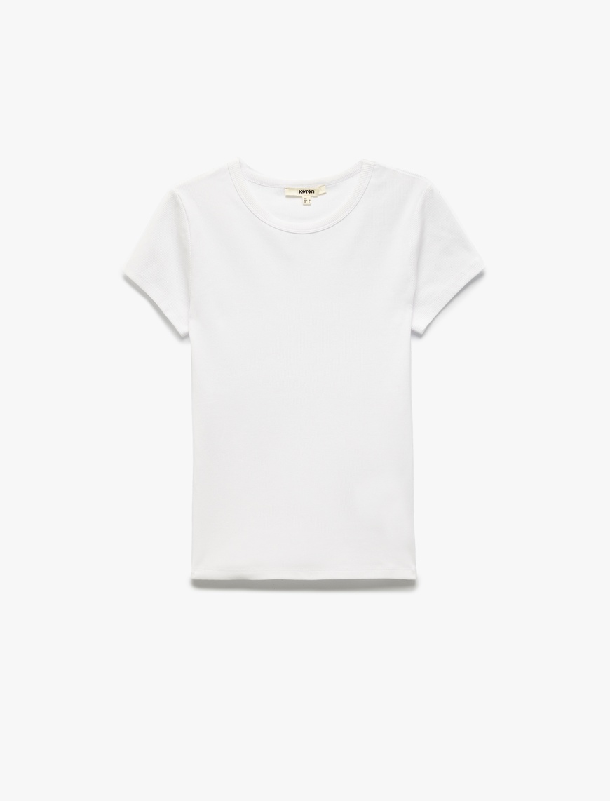   Slim Fit Pamuklu Kısa Kollu Bisiklet Yaka Kadın Basic Tişört