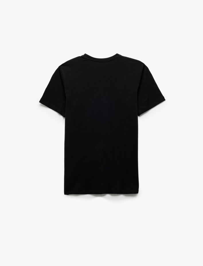  Pamuklu Kısa Kollu Slim Fit Bisiklet Yaka Erkek Basic Tişört