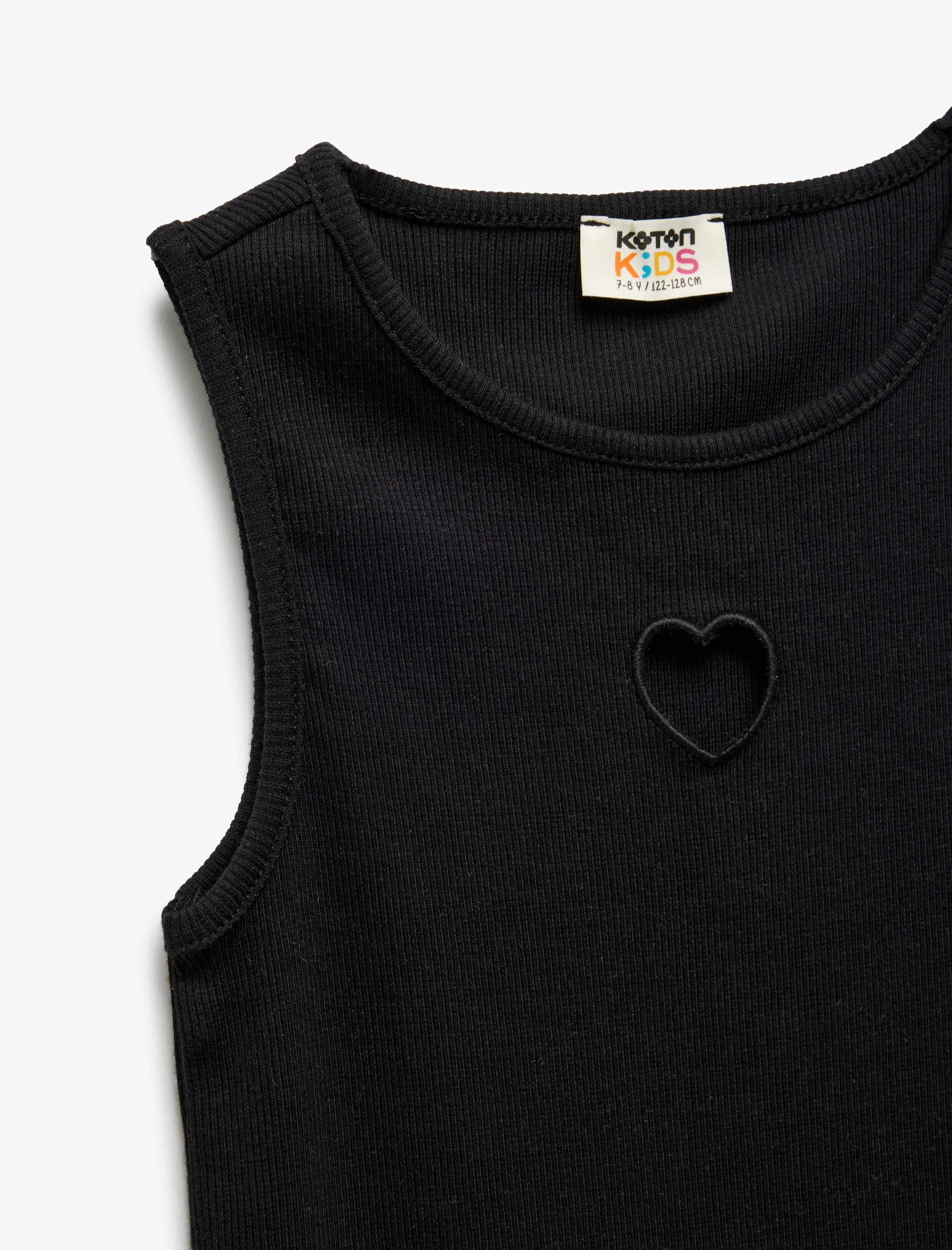  Kız Çocuk Pamuklu Kalp Pencere Detaylı Kısa Kollu Askılı Elbise