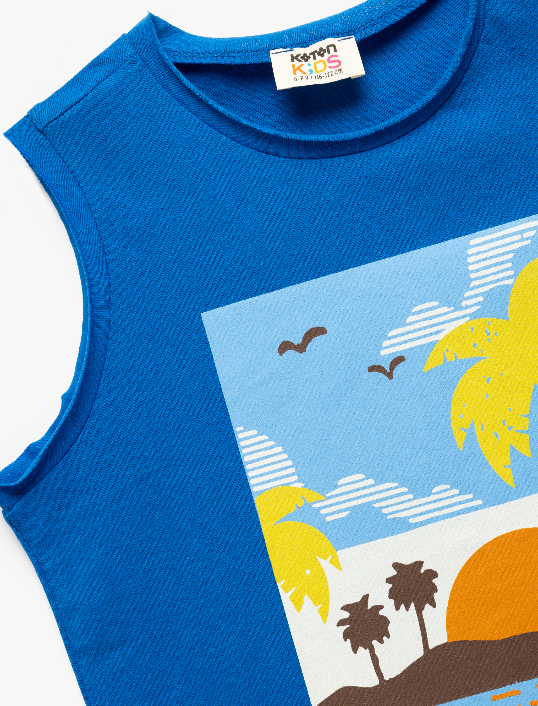 Erkek Çocuk Baskı Detaylı Kolsuz Bisiklet Yaka Pamuklu Atlet