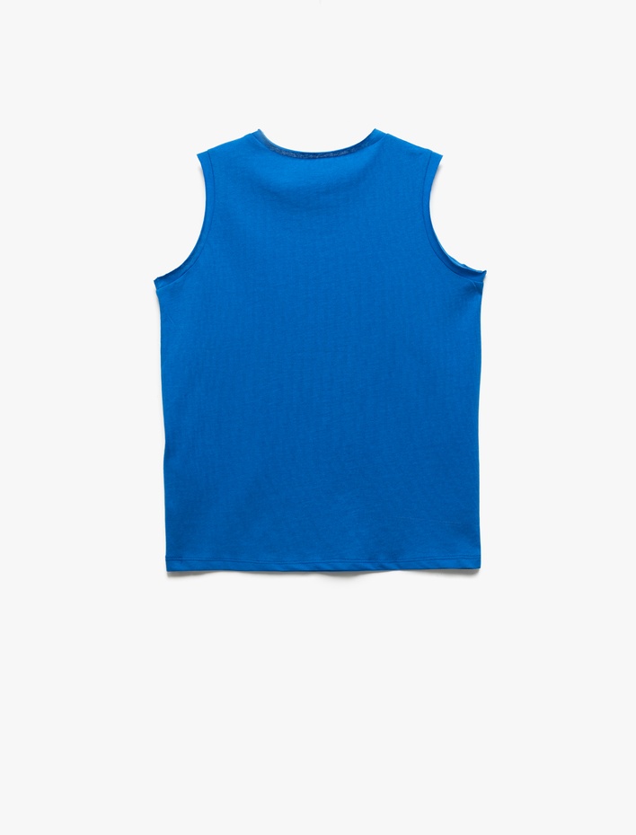 Erkek Çocuk Baskı Detaylı Kolsuz Bisiklet Yaka Pamuklu Atlet