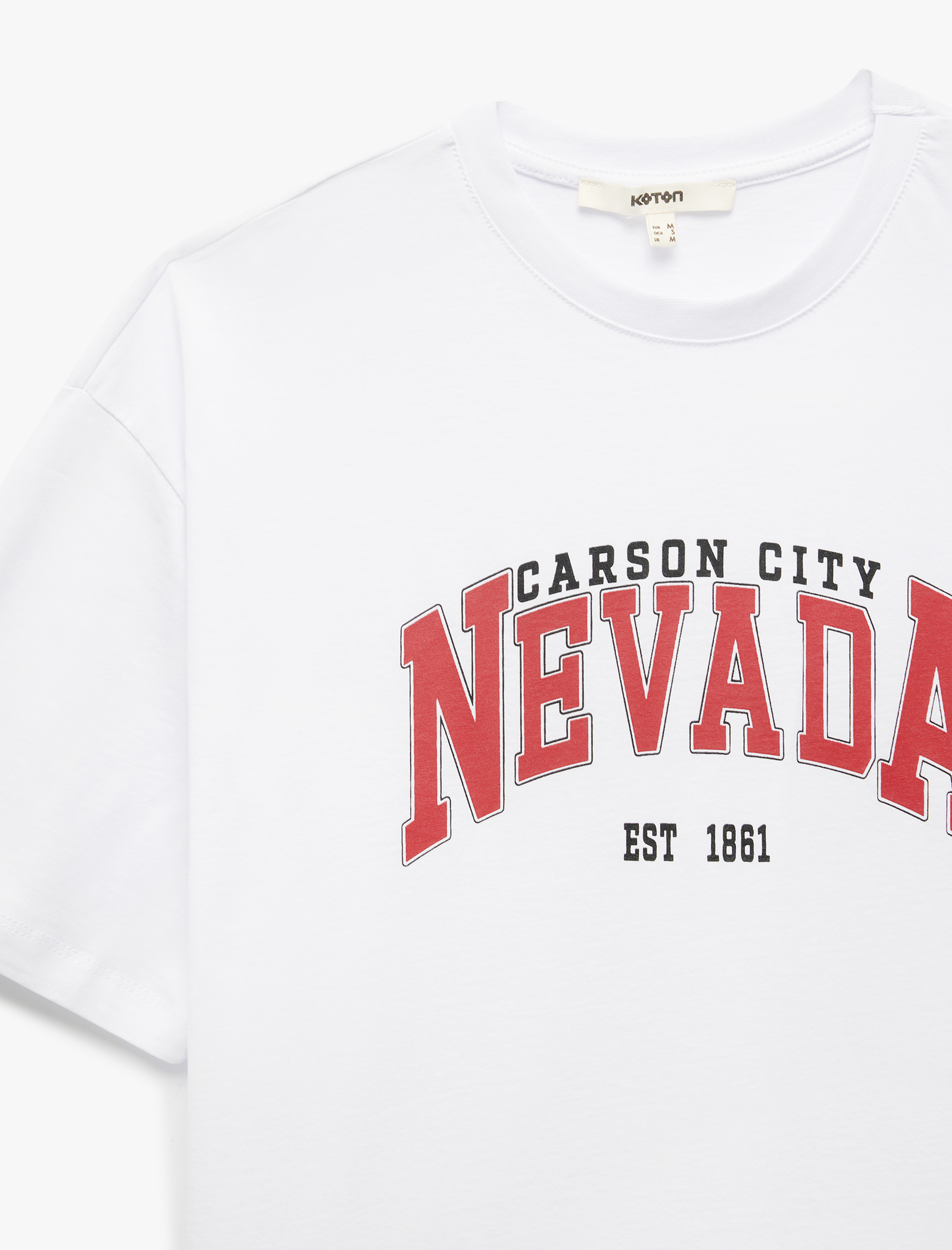   Kısa Kollu Pamuklu Bisiklet Yaka Baskılı Tişört